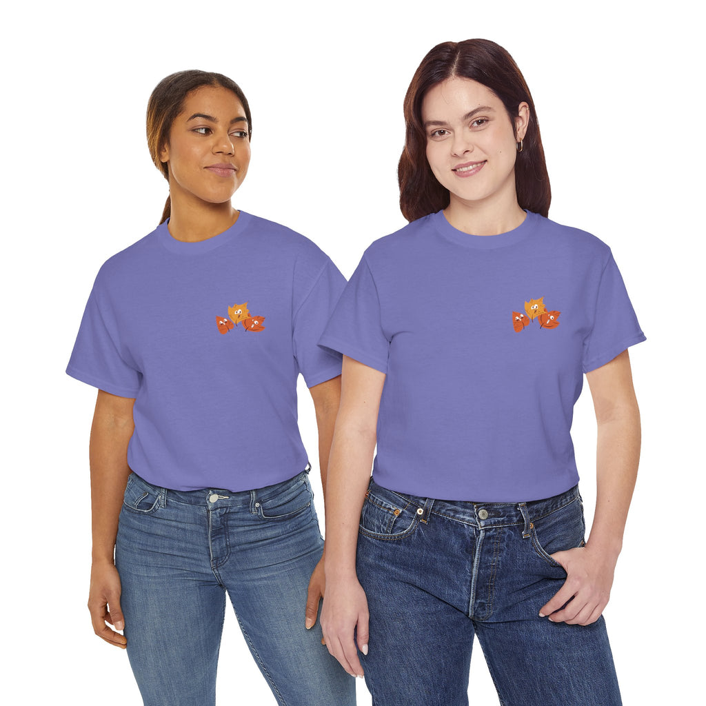 Smiley Autumn Leaves Unisex Heavy Cotton Tee