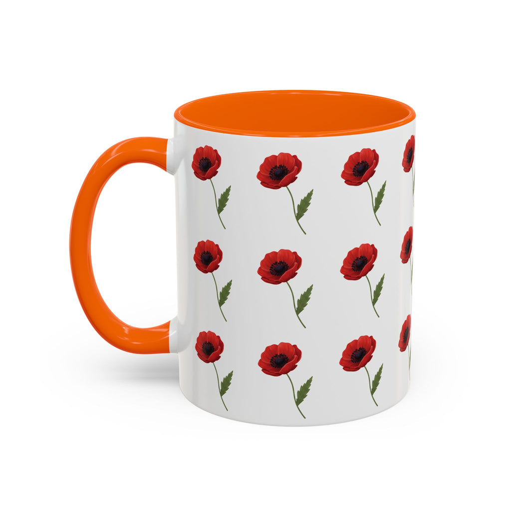 Poppy Pattern Coffee Mug — Red Floral Ceramic 11/15oz