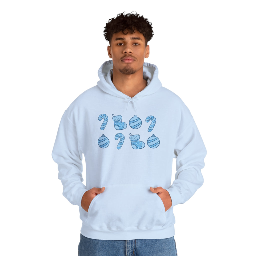 Glittery Blue Holiday Pattern Hoodie