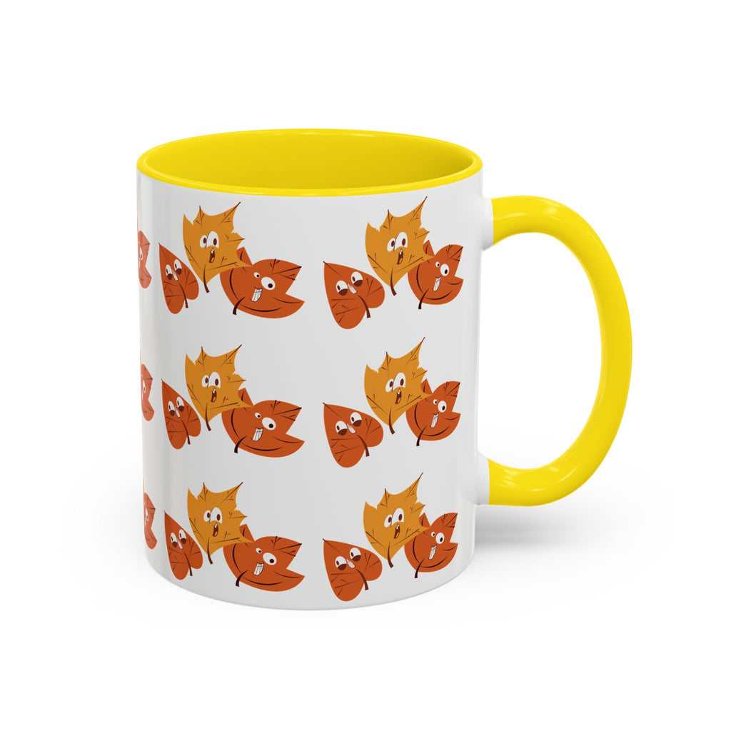 Smiley Autumn Leaves Accent Coffee Mug (11, 15oz)