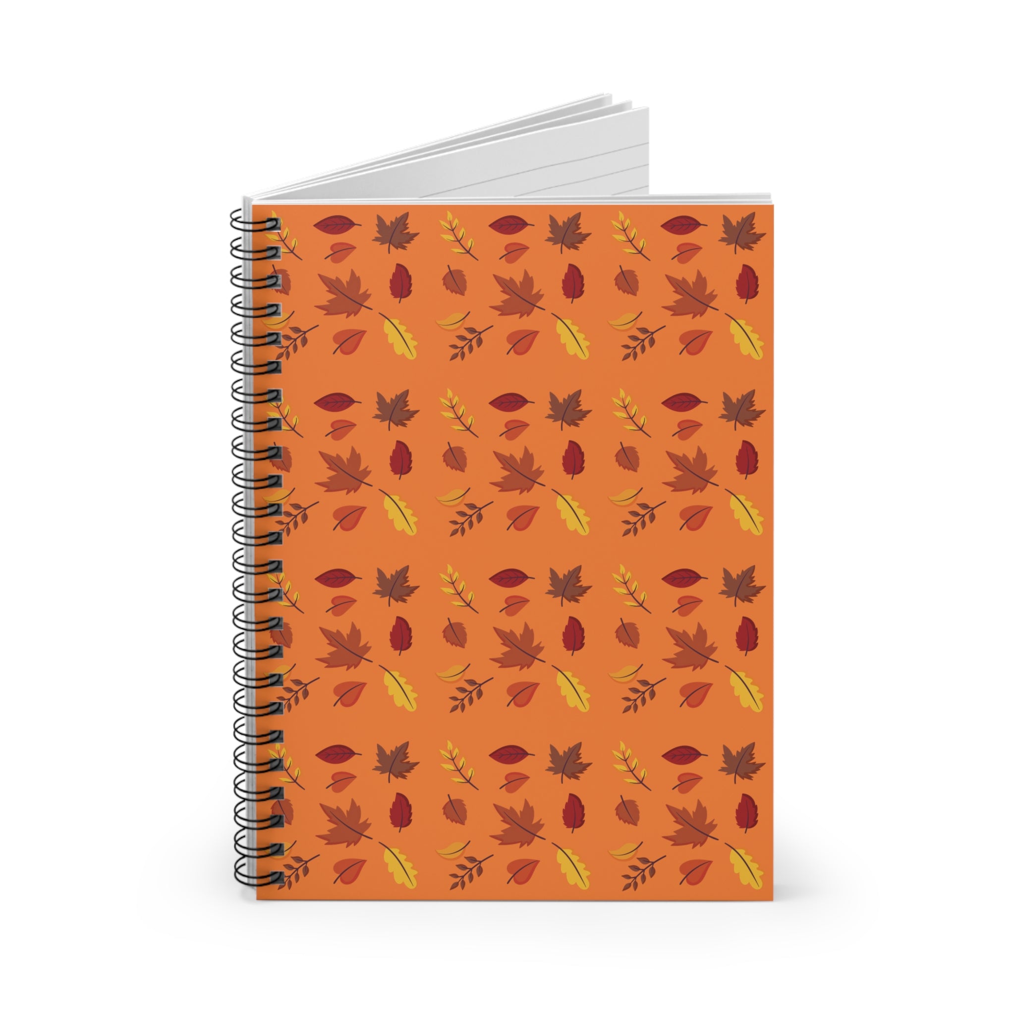 Autumn Leaves Spiral Notebook - Ruled Line Orange