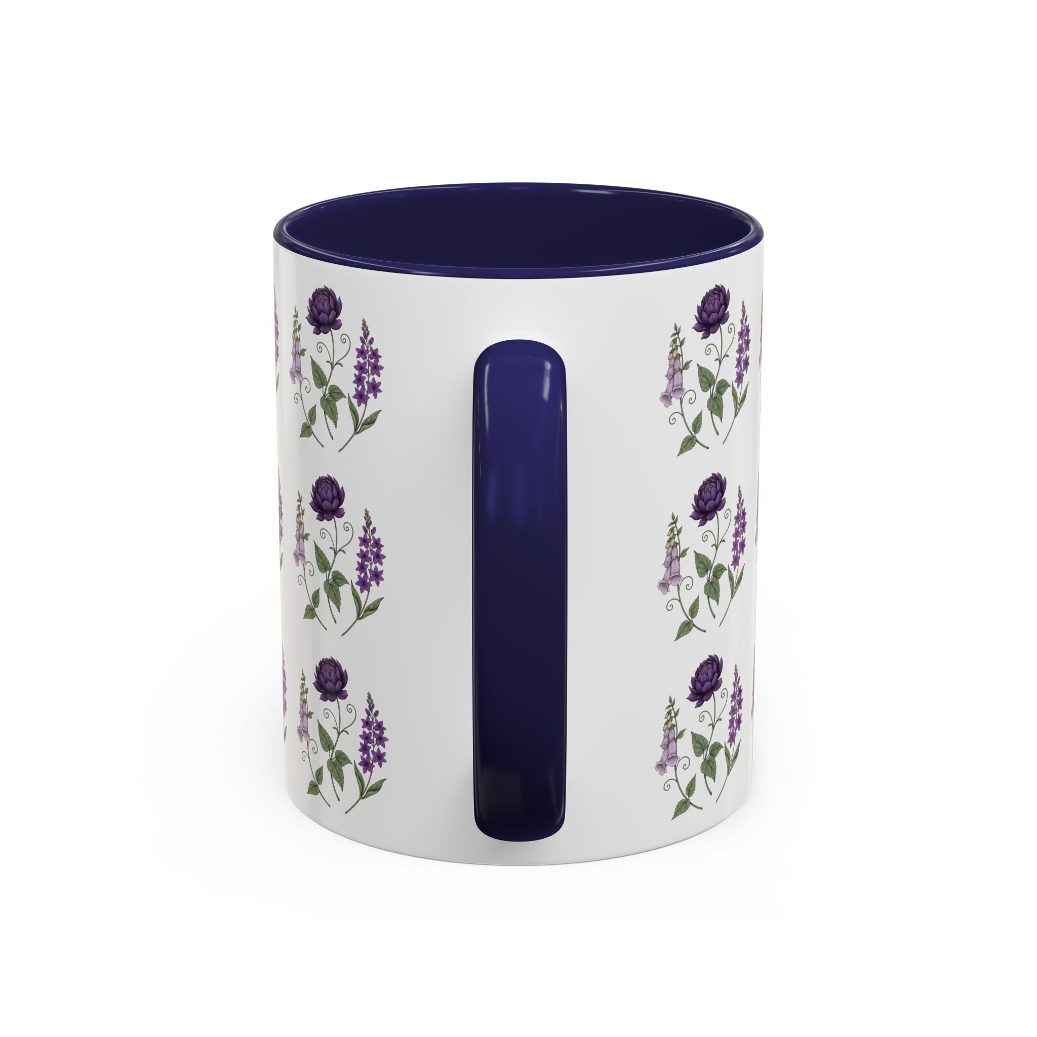 Purple Flowers Coffee Mug — Vintage Floral Cup — 11/15oz