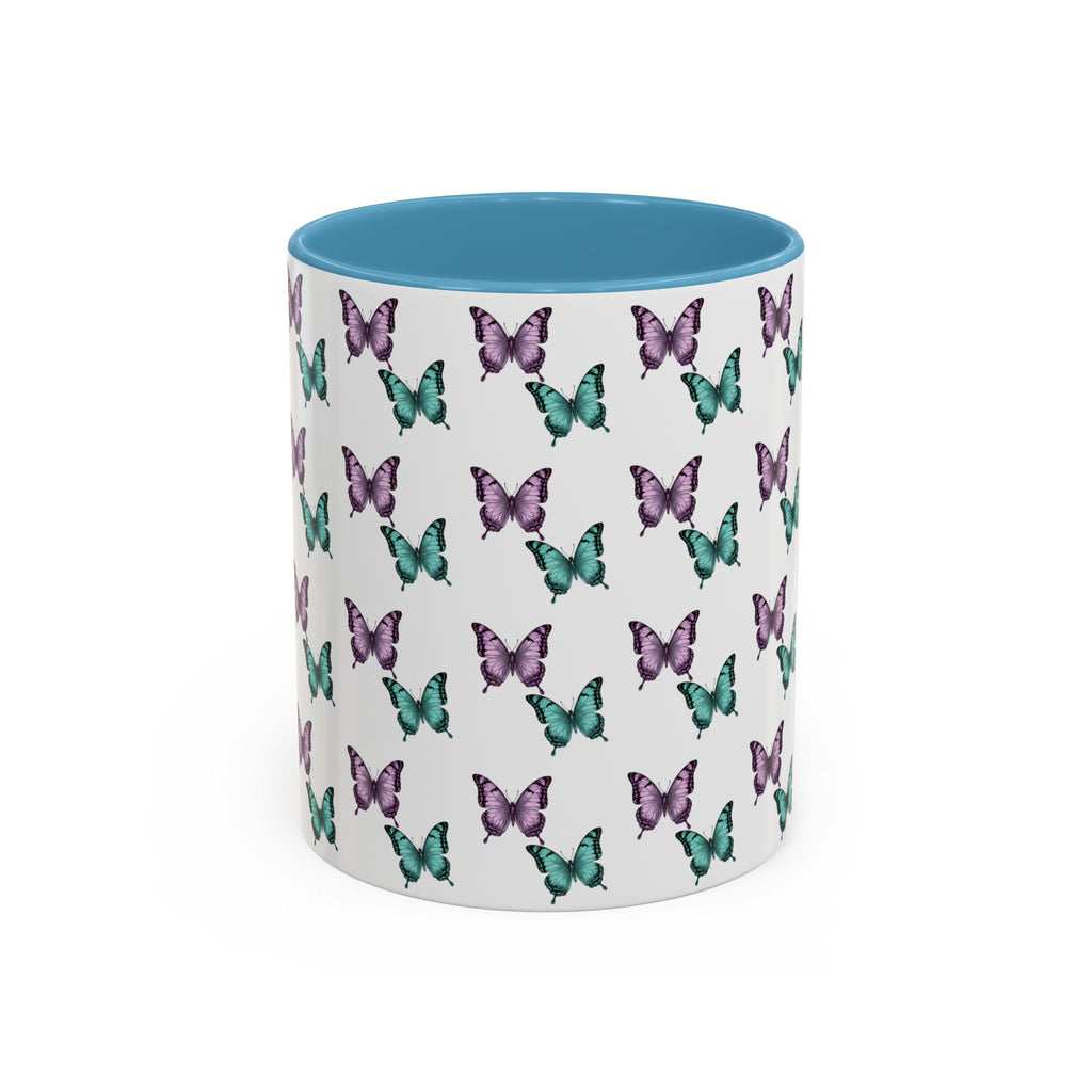 Butterfly Pattern Coffee Mug —  Purple & Turquoise Spring Ceramic Mug (11/15oz)