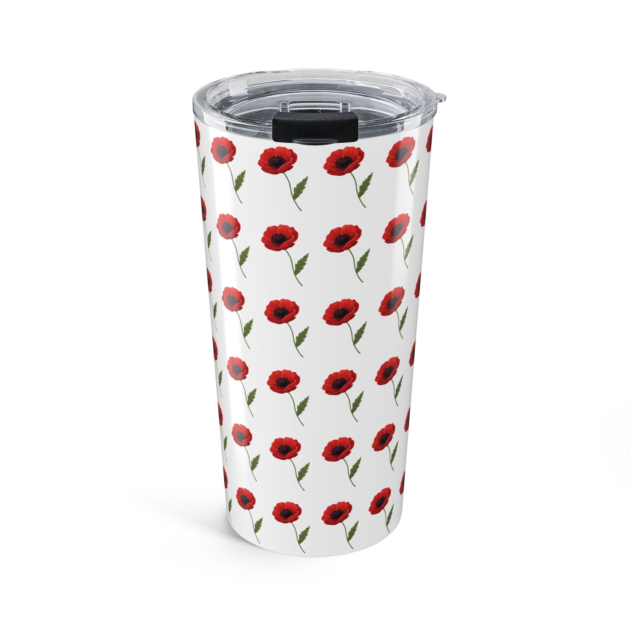 Poppy Pattern Stainless Tumbler — Floral Travel Cup