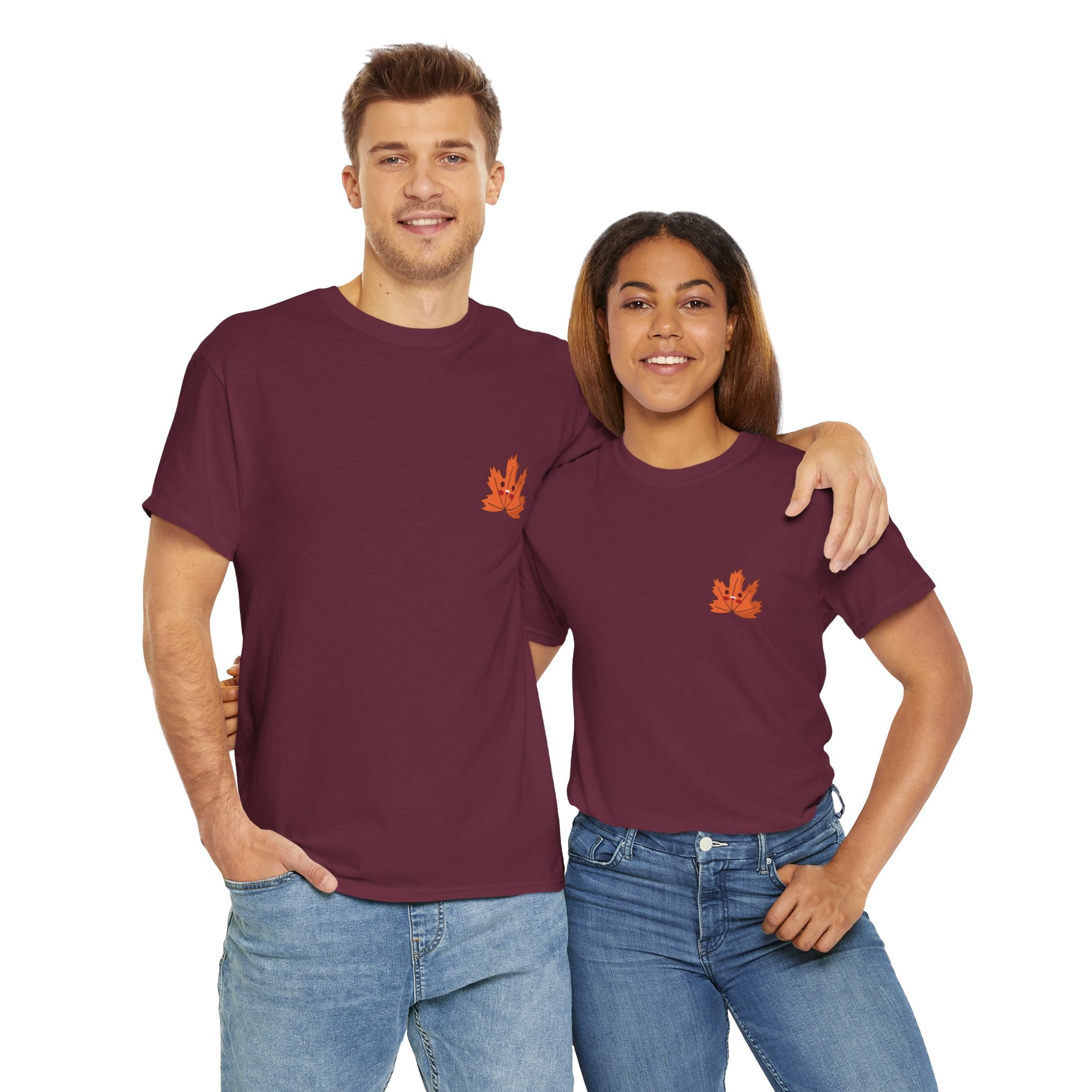 Cute Autumn Leaf Unisex Heavy Cotton Tee