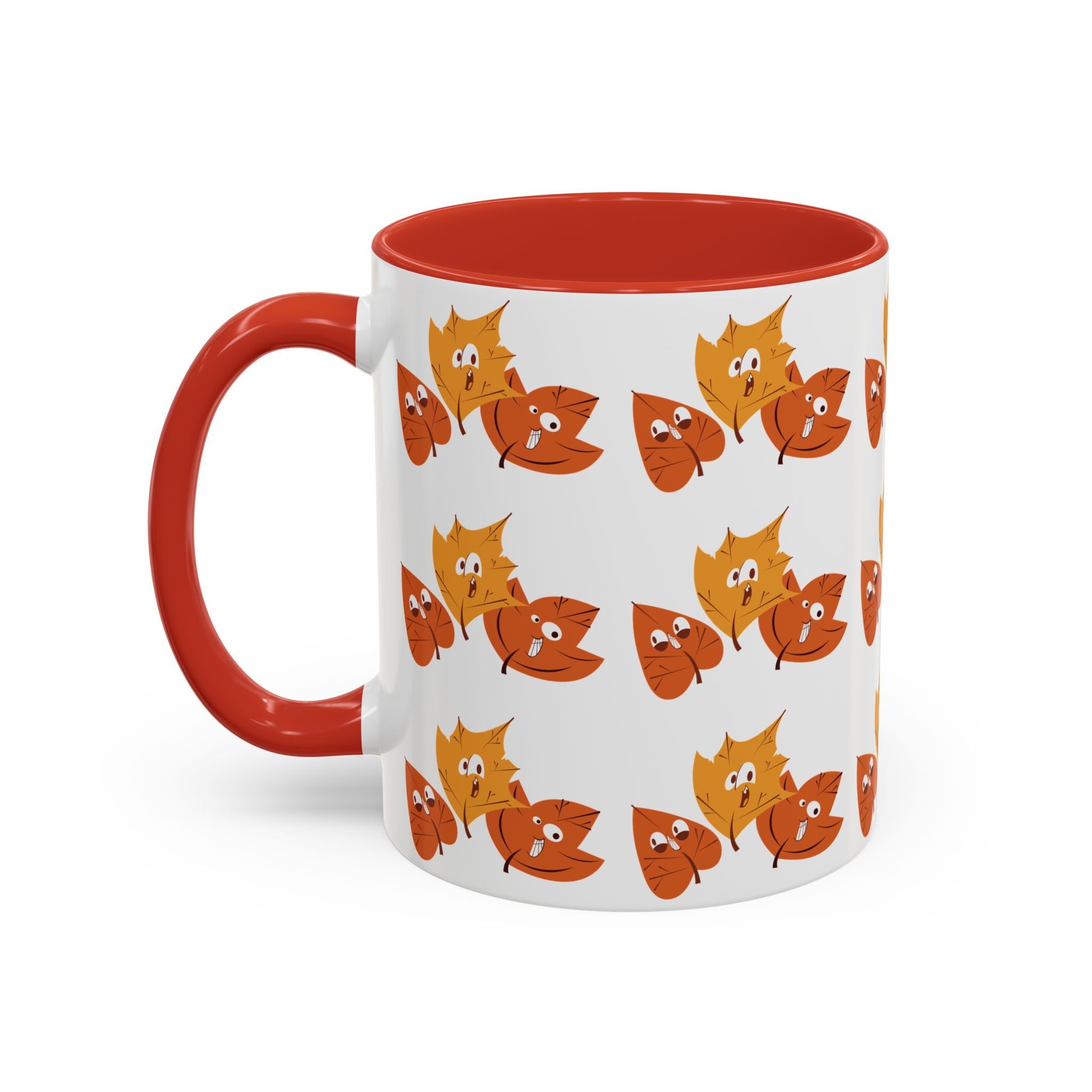 Smiley Autumn Leaves Accent Coffee Mug (11, 15oz)