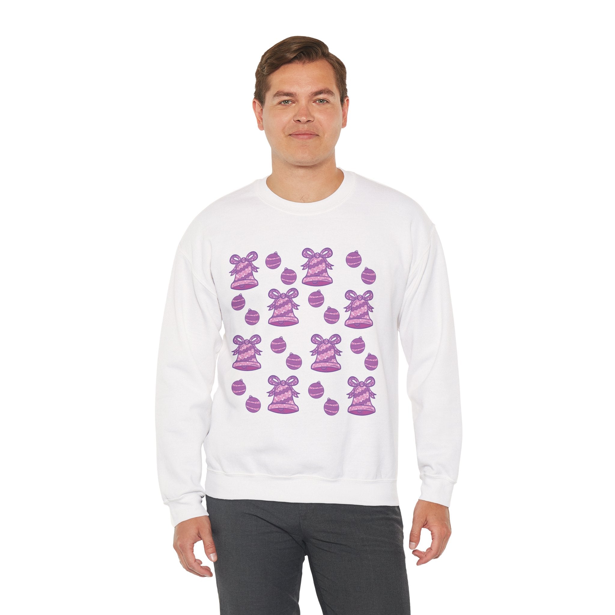 Glittery Purple-Pink Holiday Pattern Crewneck Sweatshirt