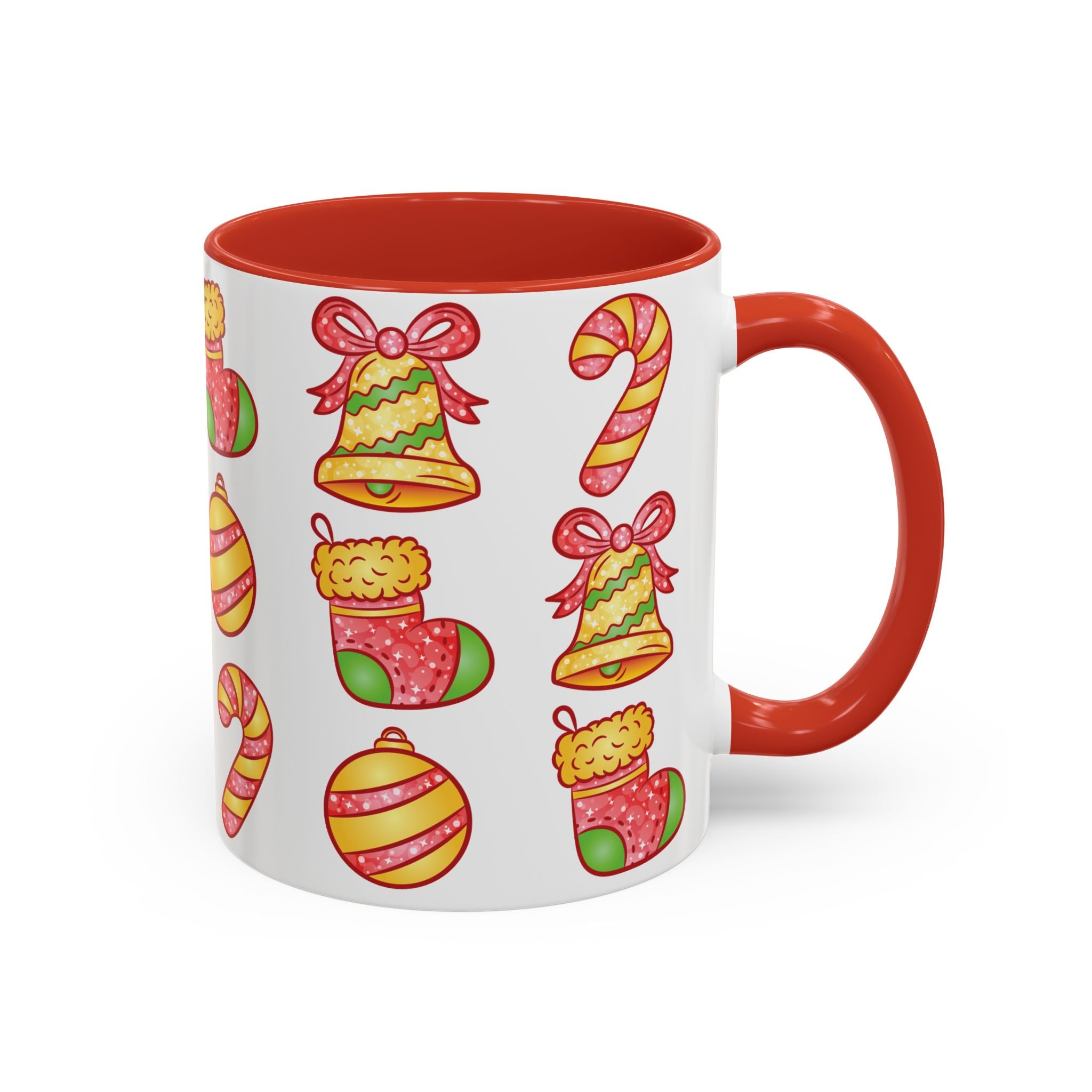 Christmas Pattern Accent Coffee Mug  (11/15oz)