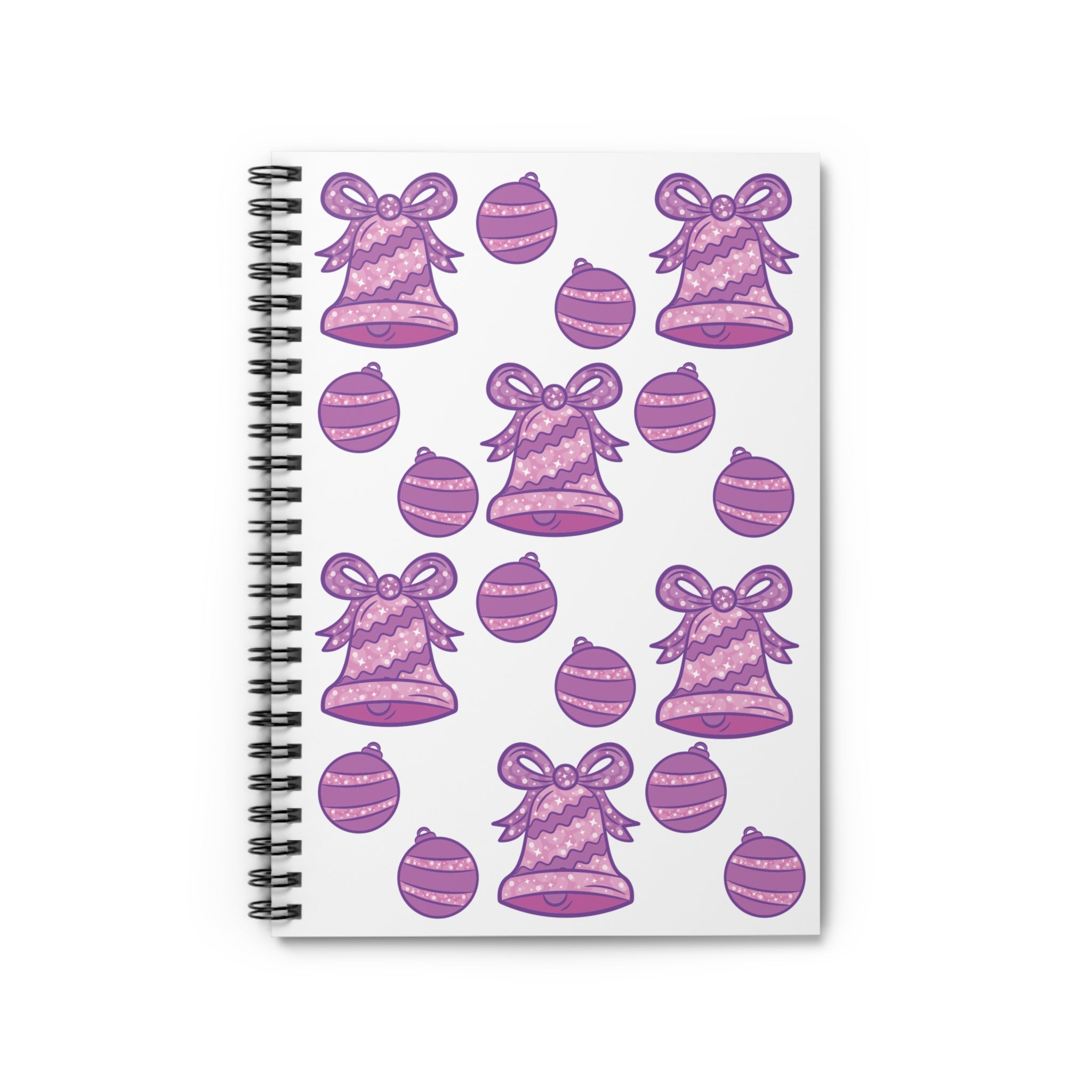 Glittery Purple-Pink Holiday Pattern Spiral Notebook — Ruled Line
