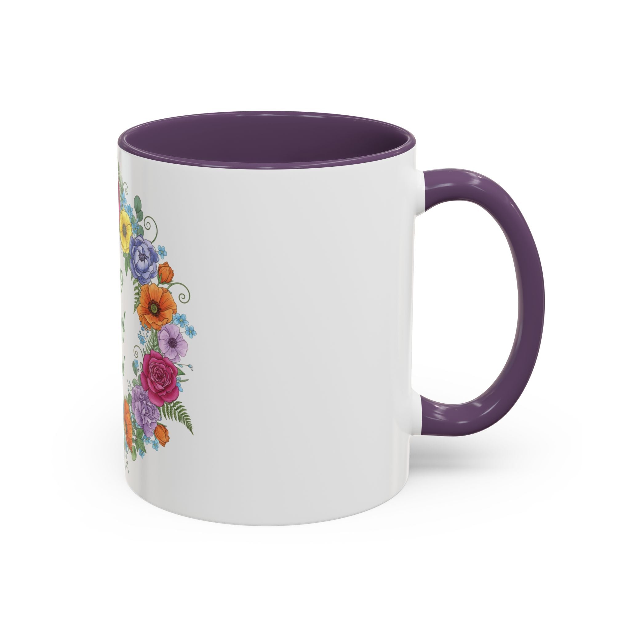 ''Spring State of Mind'' Coffee Mug — Floral Wreath Accent Cup 11/15oz