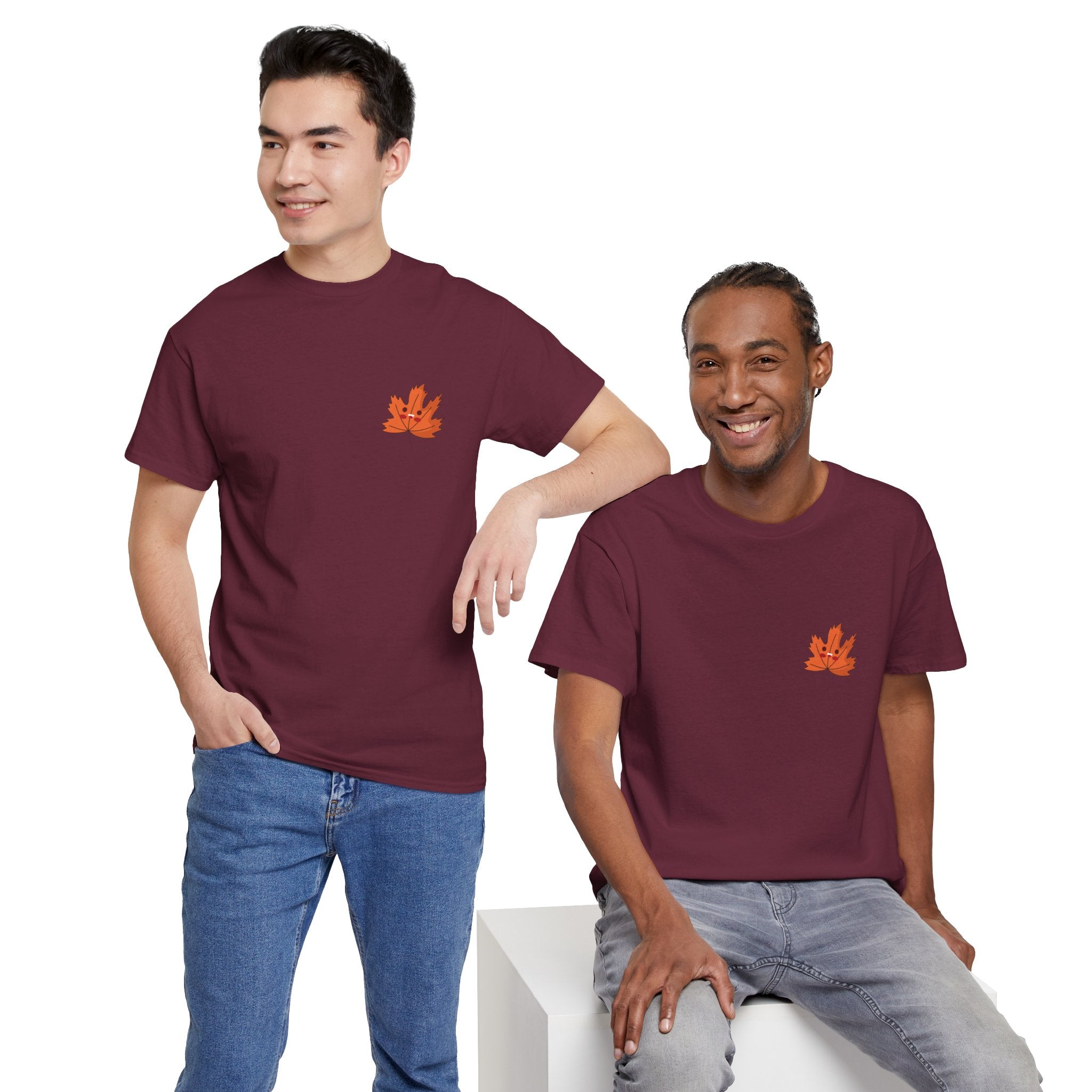 Cute Autumn Leaf Unisex Heavy Cotton Tee