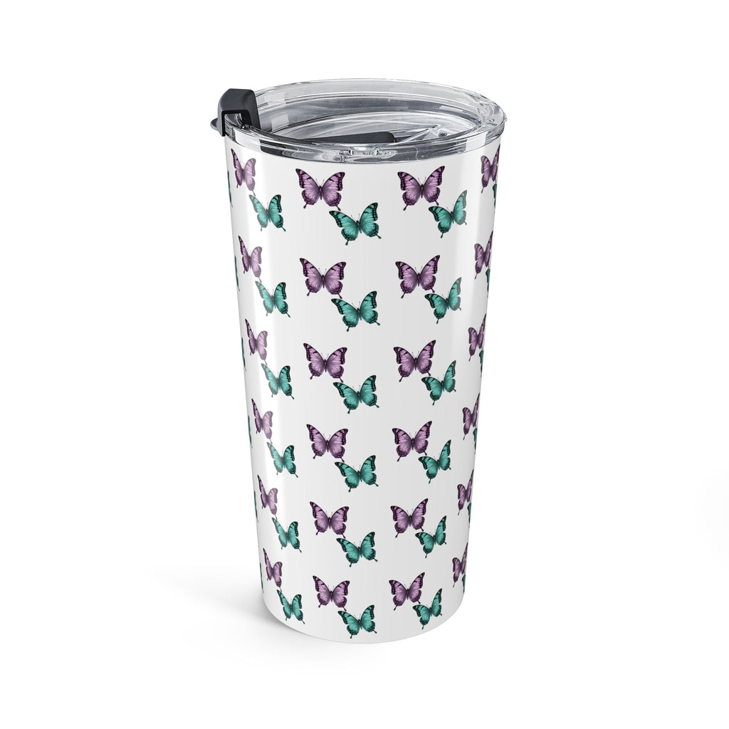 Butterfly Pattern Tumbler – Purple & Turquoise Spring Travel Cup
