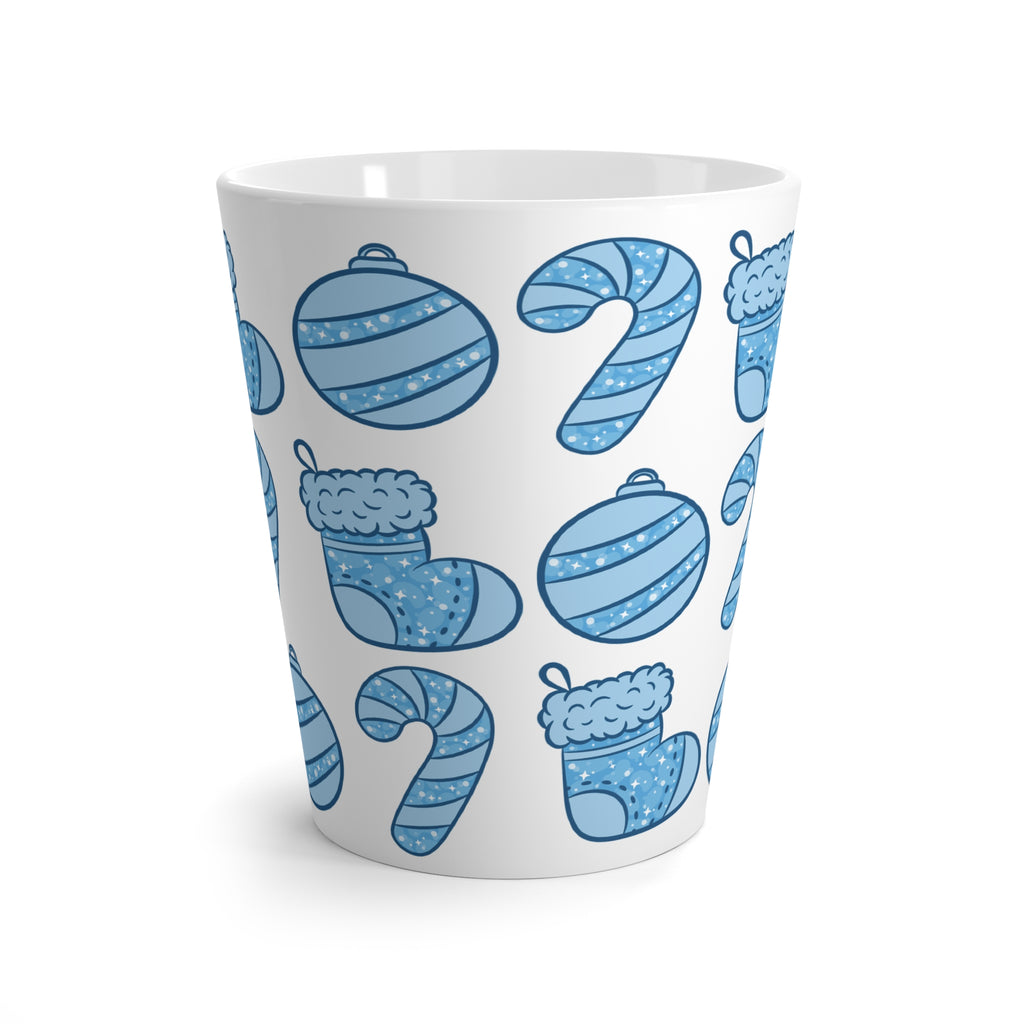 Glittery Blue Holiday Pattern Latte Mug