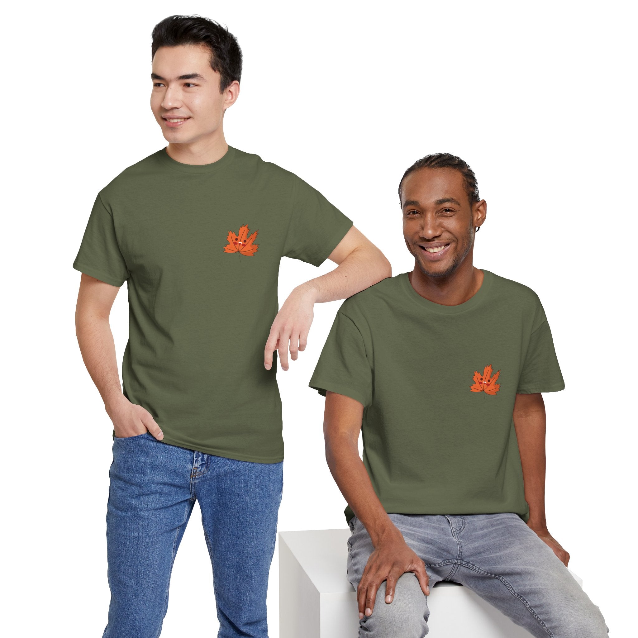 Cute Autumn Leaf Unisex Heavy Cotton Tee