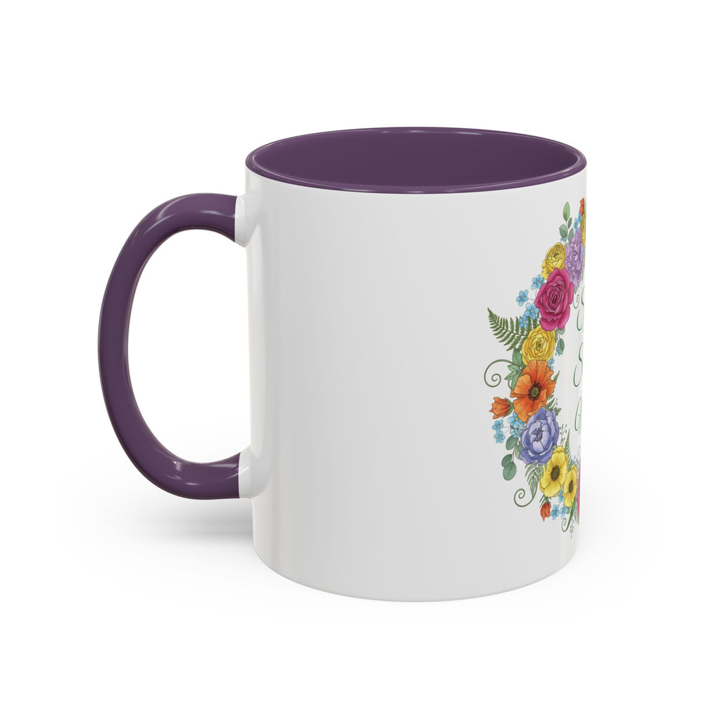 ''Spring State of Mind'' Coffee Mug — Floral Wreath Accent Cup 11/15oz