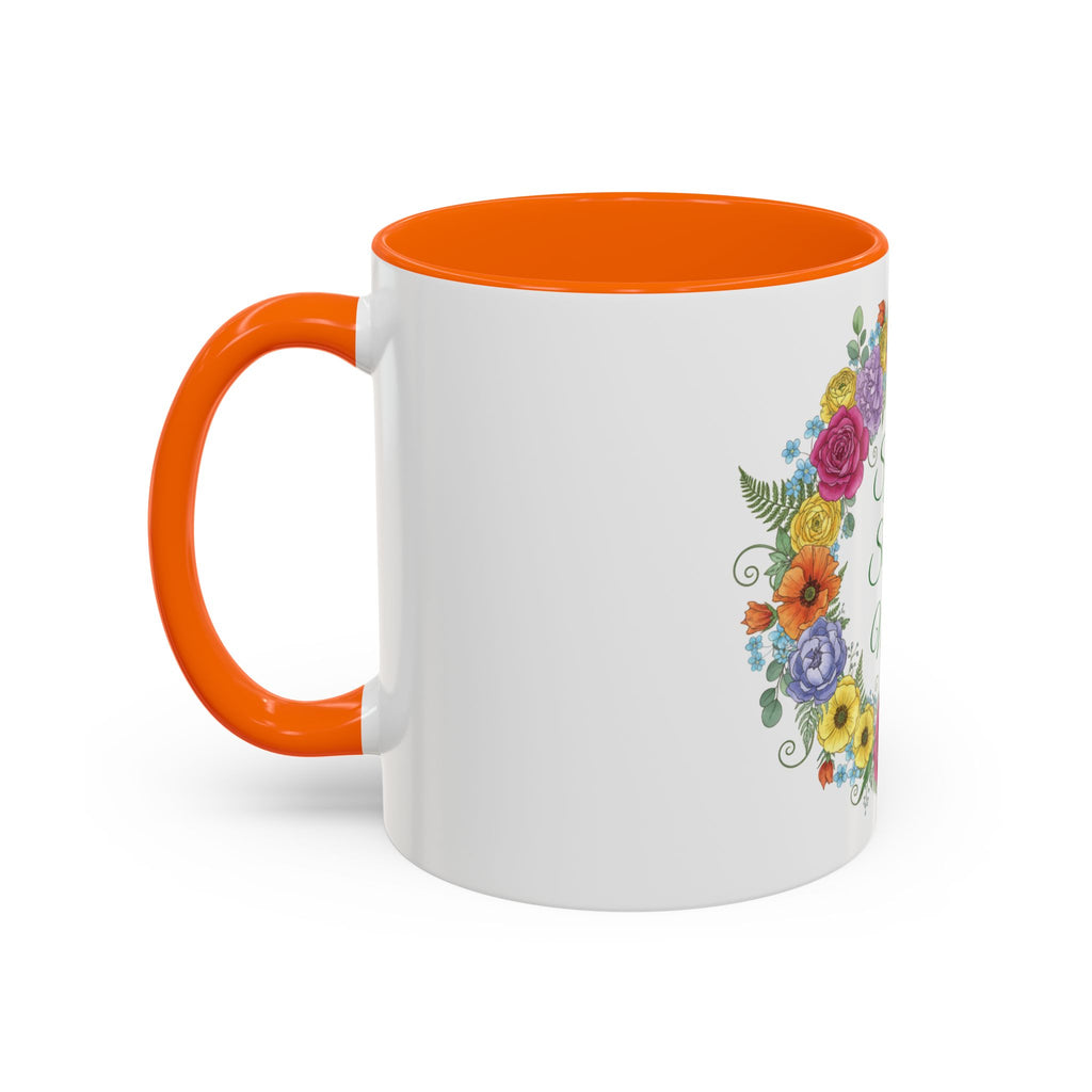 ''Spring State of Mind'' Coffee Mug — Floral Wreath Accent Cup 11/15oz