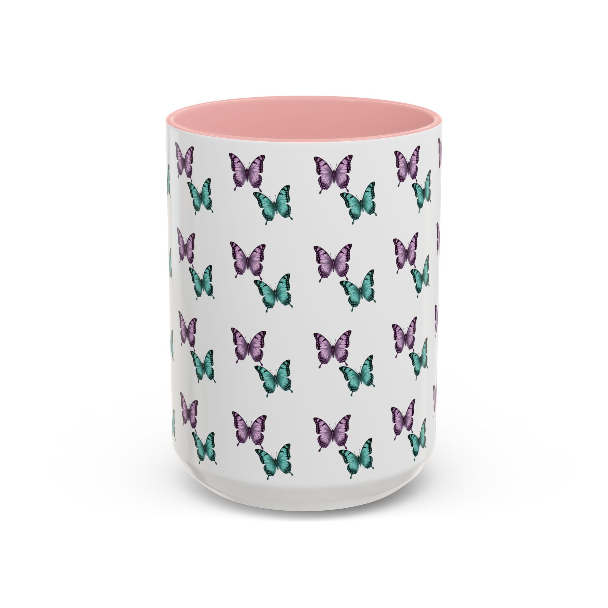 Butterfly Pattern Coffee Mug —  Purple & Turquoise Spring Ceramic Mug (11/15oz)