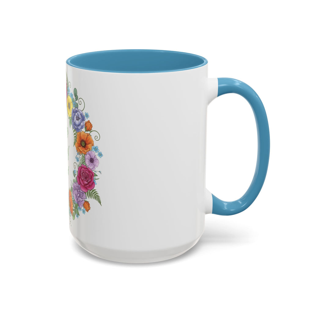''Spring State of Mind'' Coffee Mug — Floral Wreath Accent Cup 11/15oz