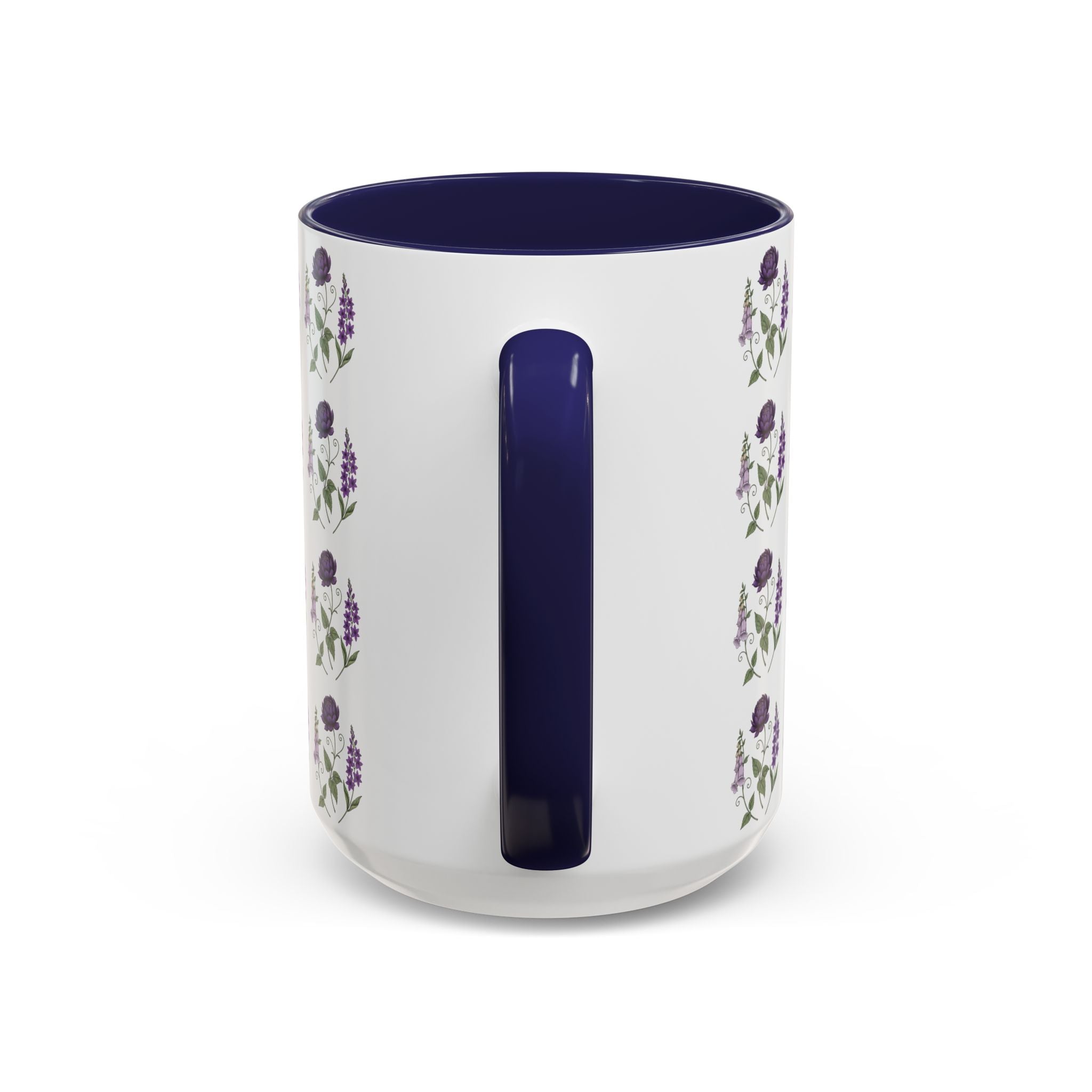 Purple Flowers Coffee Mug — Vintage Floral Cup — 11/15oz