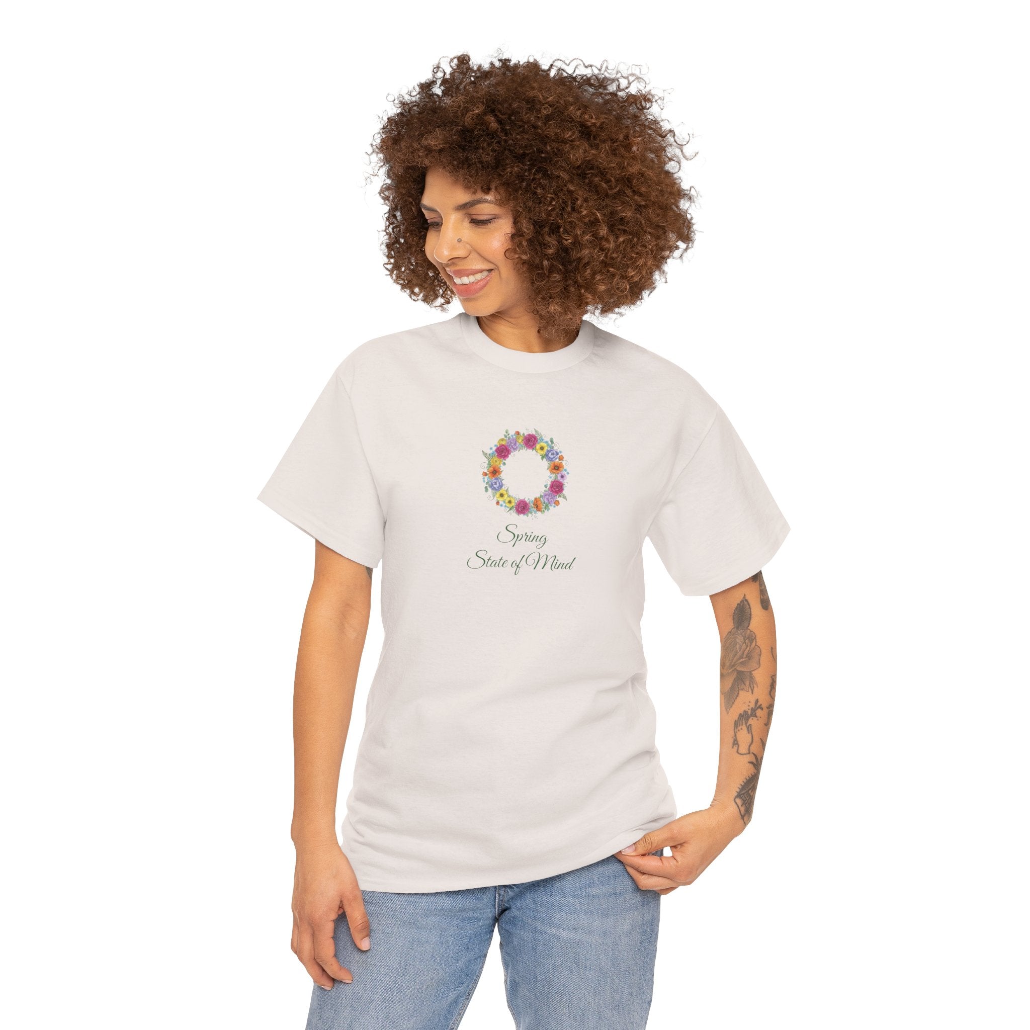 ''Spring State of Mind'' T-Shirt - Floral Wreath Spring Tee