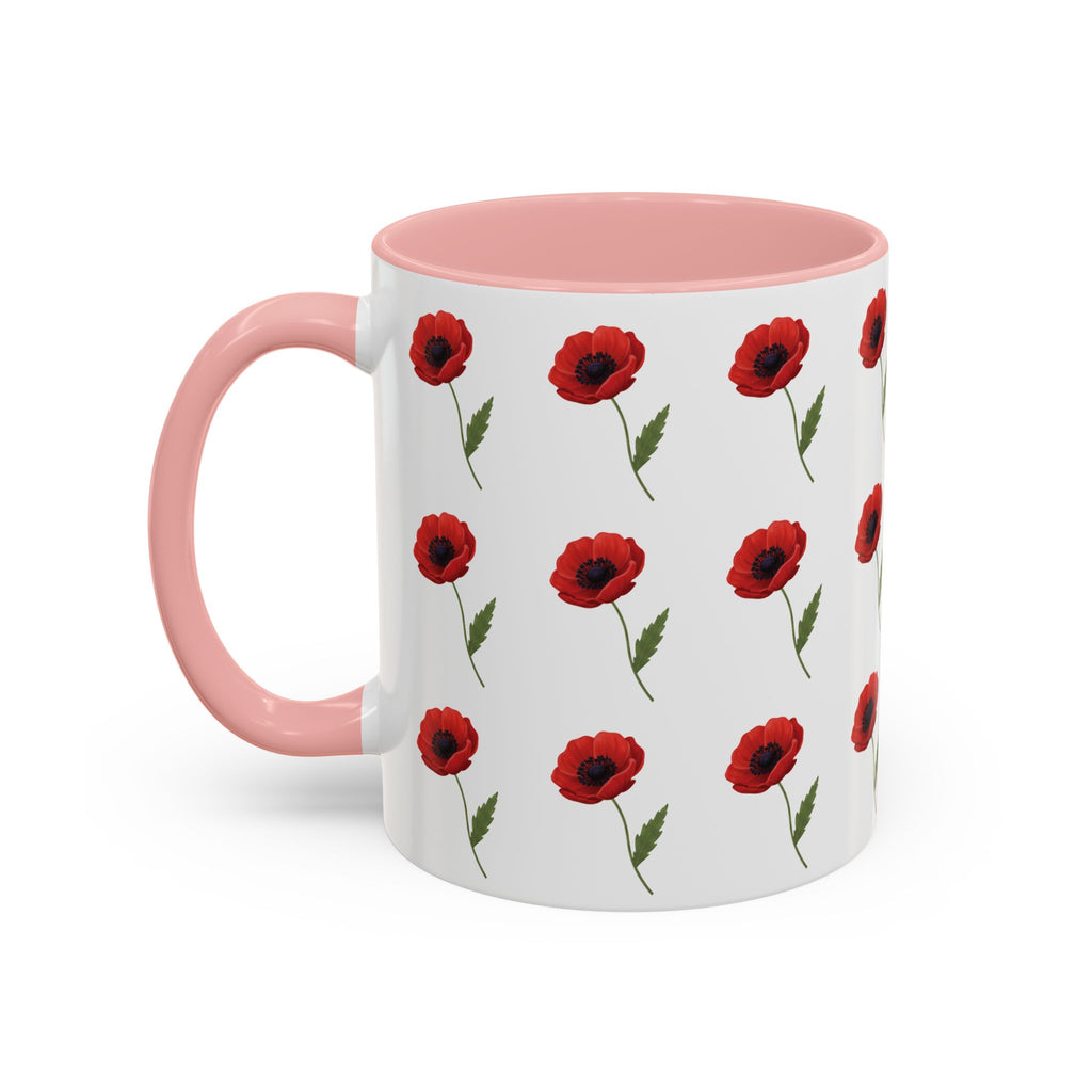 Poppy Pattern Coffee Mug — Red Floral Ceramic 11/15oz