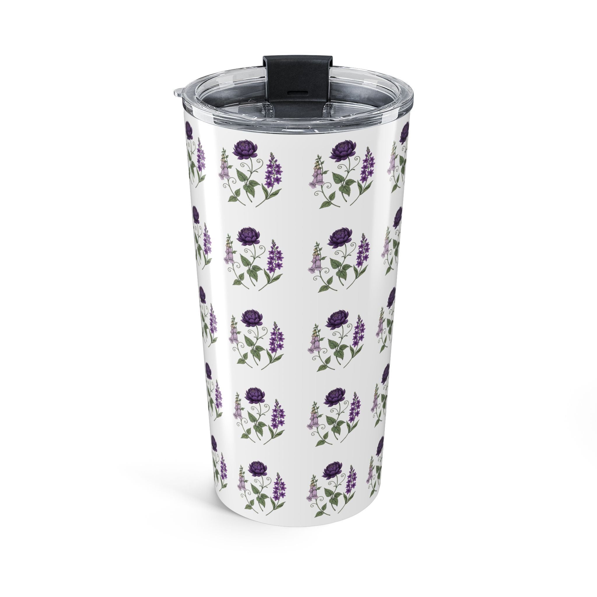 Purple Flowers Tumbler – Vintage Floral Stainless Travel Cup