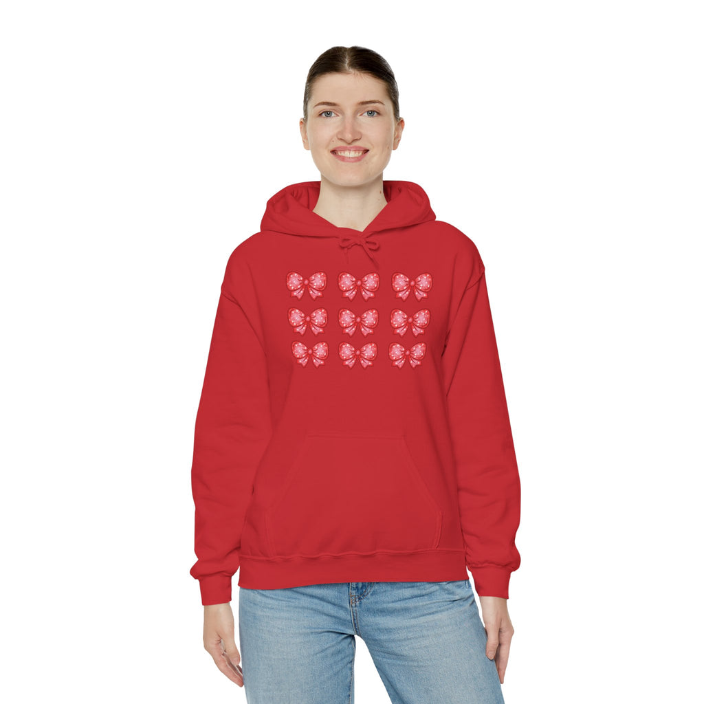 Glittery Red Bow Pattern Hoodie