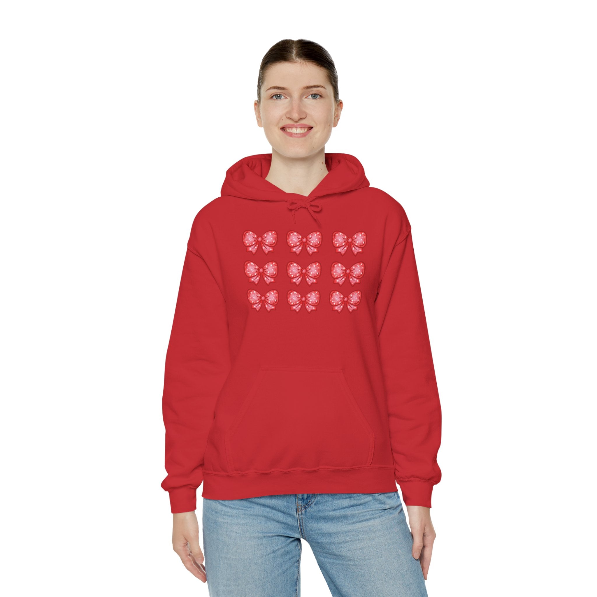 Glittery Red Bow Pattern Hoodie