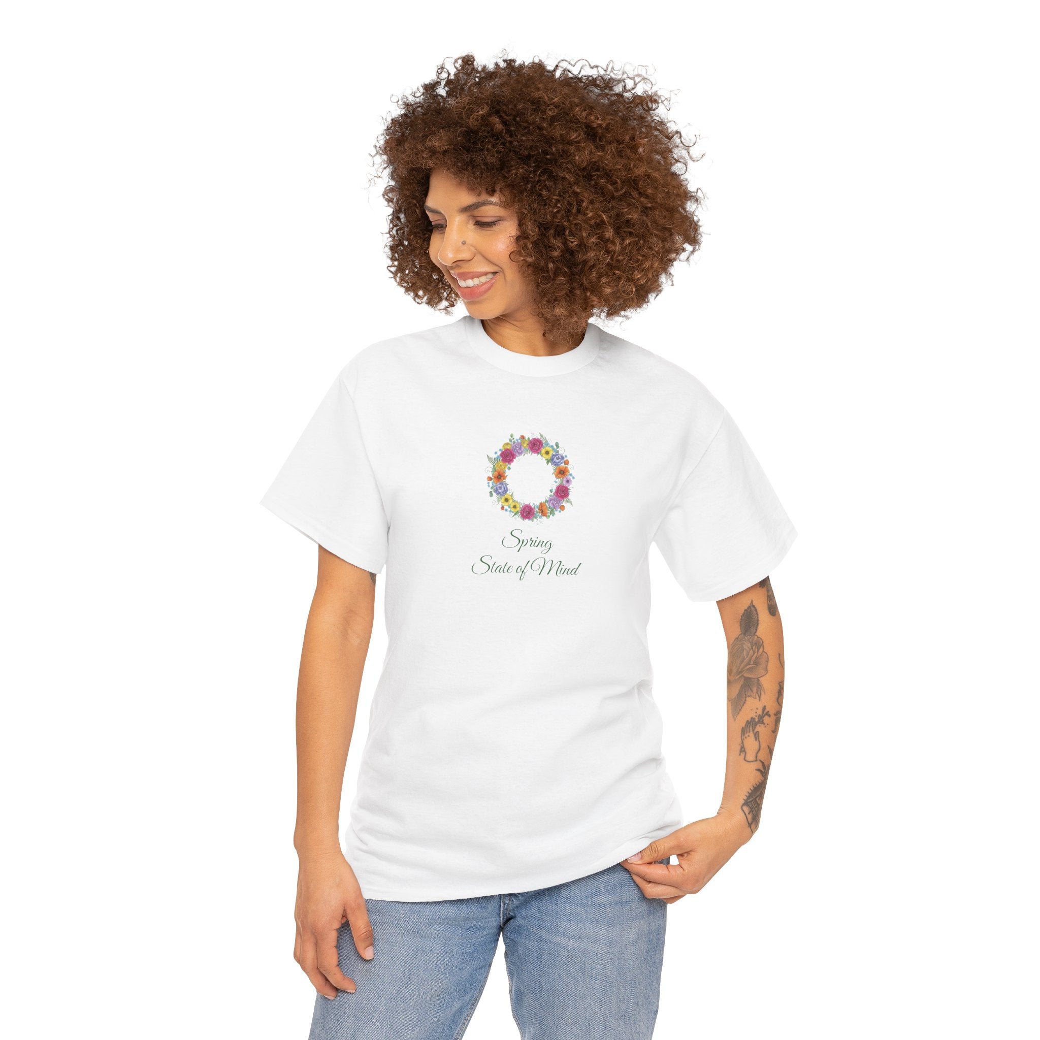 ''Spring State of Mind'' T-Shirt - Floral Wreath Spring Tee