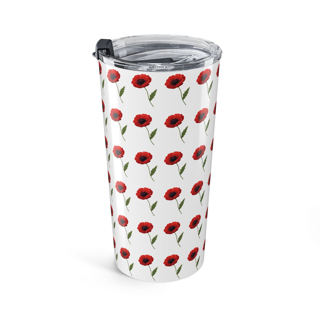 Poppy Pattern Stainless Tumbler — Floral Travel Cup