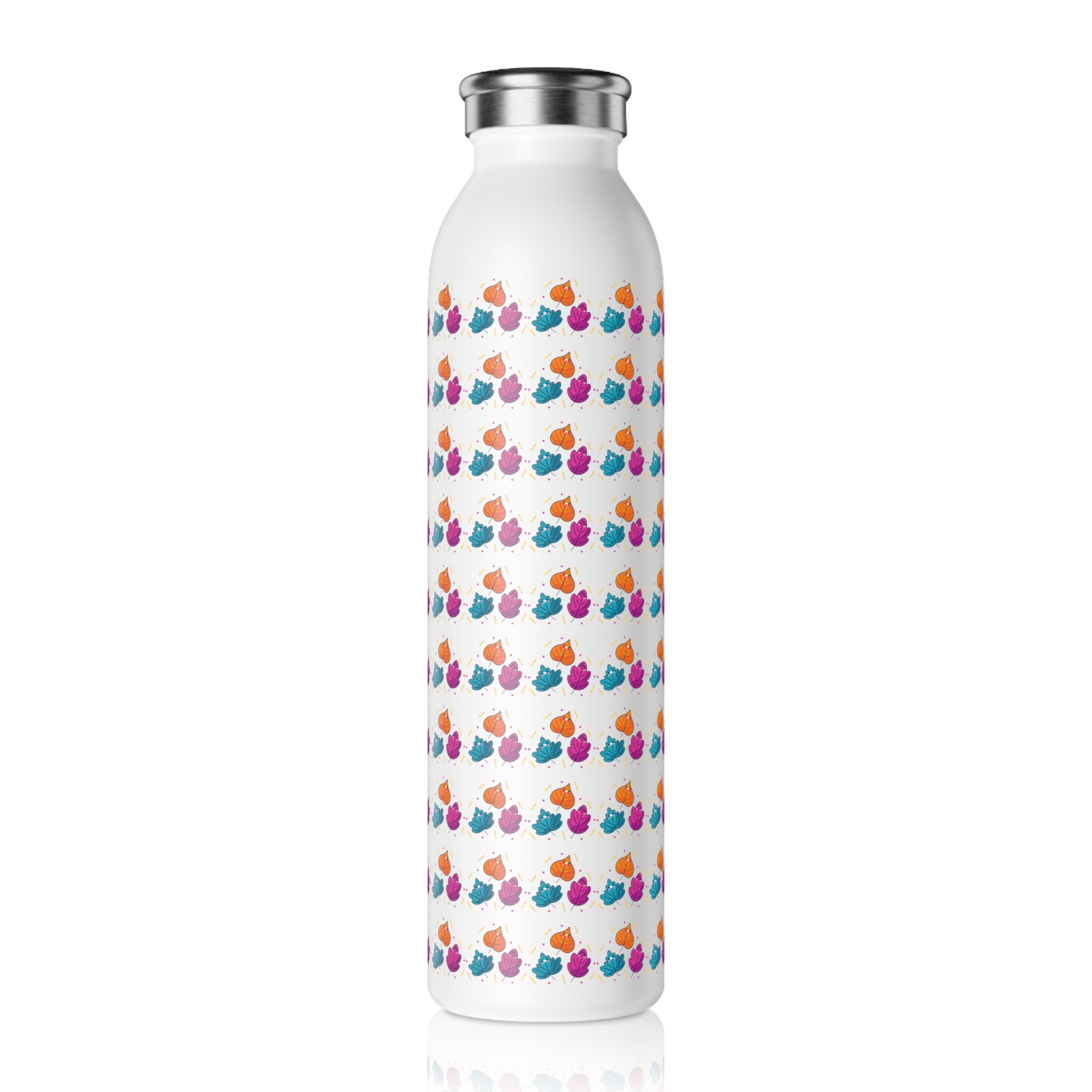Bright Vibrant Leaves Slim Water Bottle
