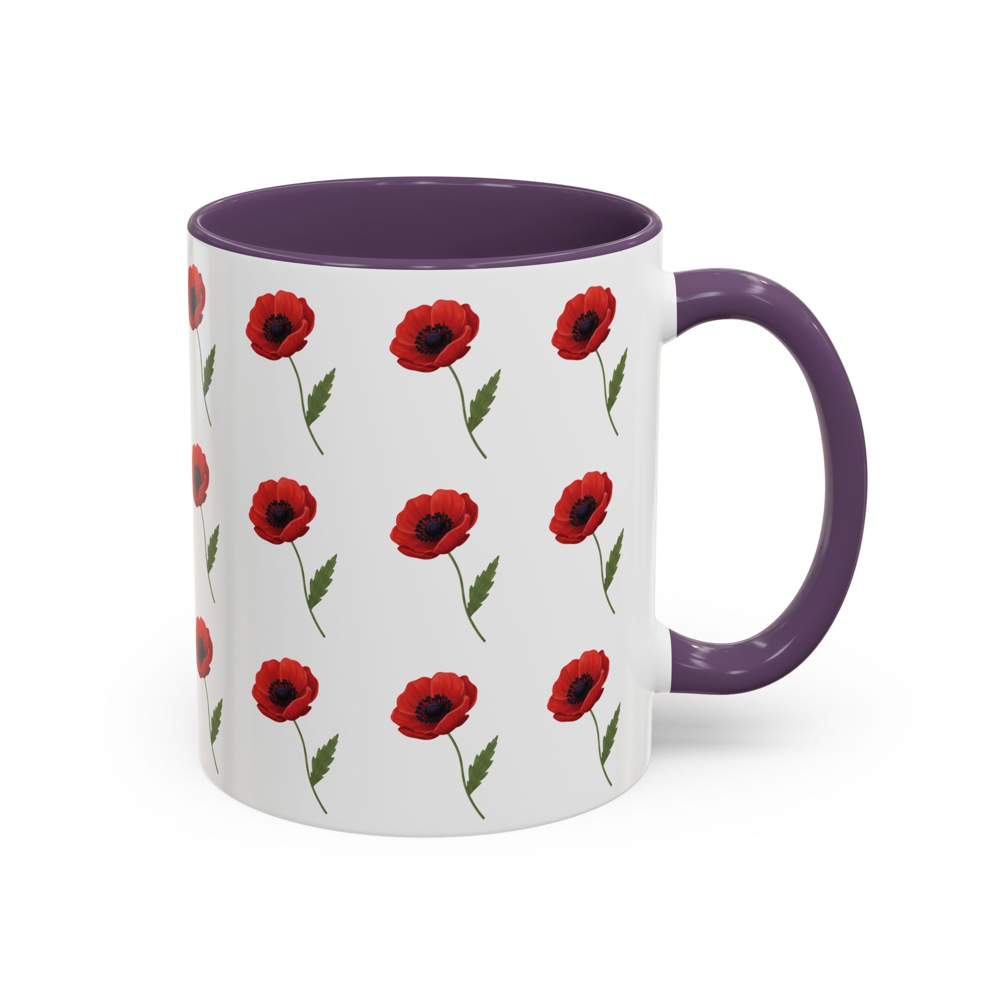 Poppy Pattern Coffee Mug — Red Floral Ceramic 11/15oz