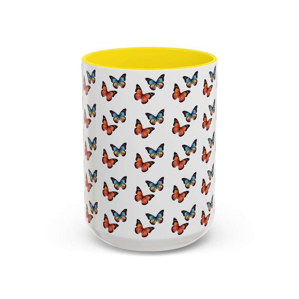 Butterfly Pattern Coffee Mug — Colorful Sunset Butterflies, 11/15oz