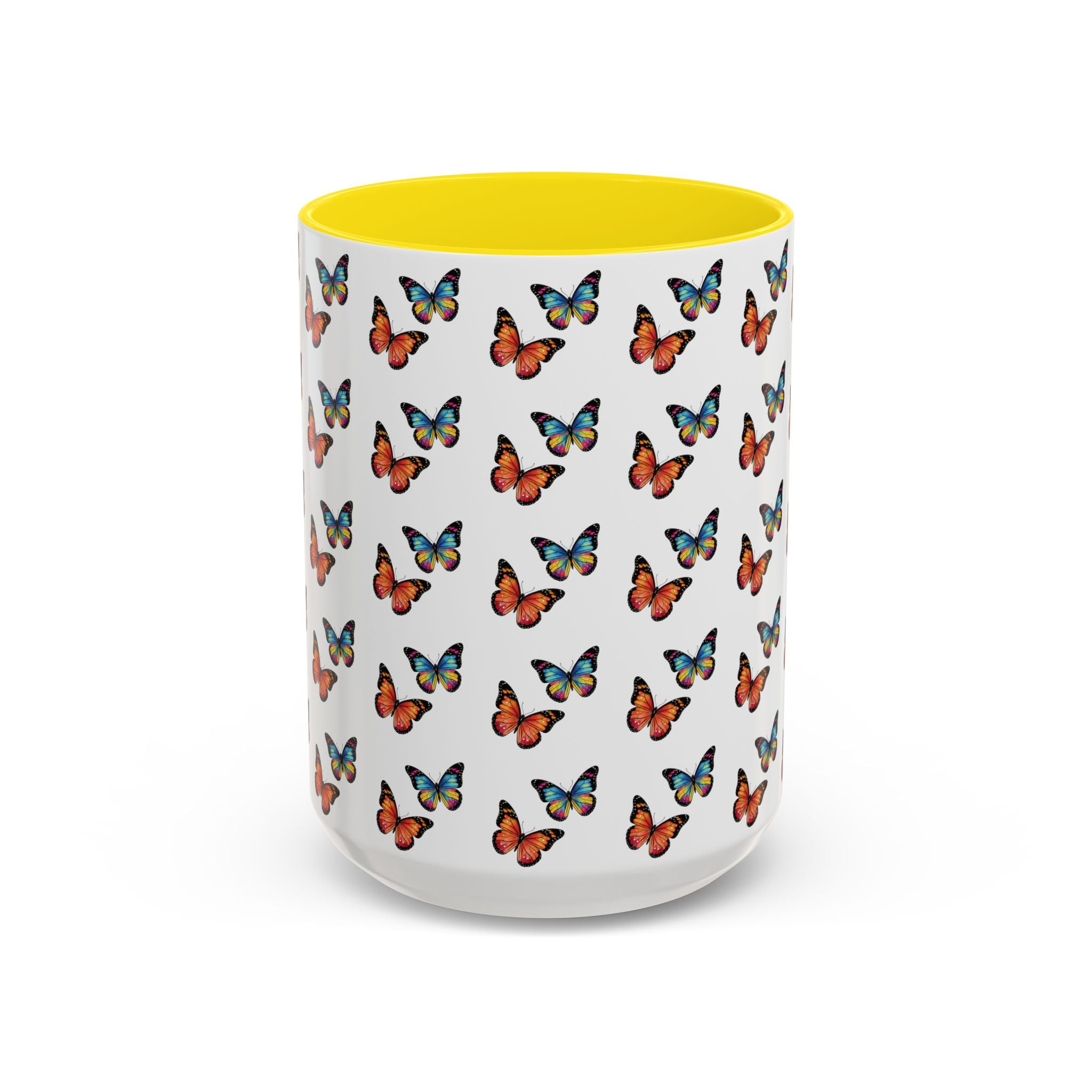 Butterfly Pattern Coffee Mug — Colorful Sunset Butterflies, 11/15oz