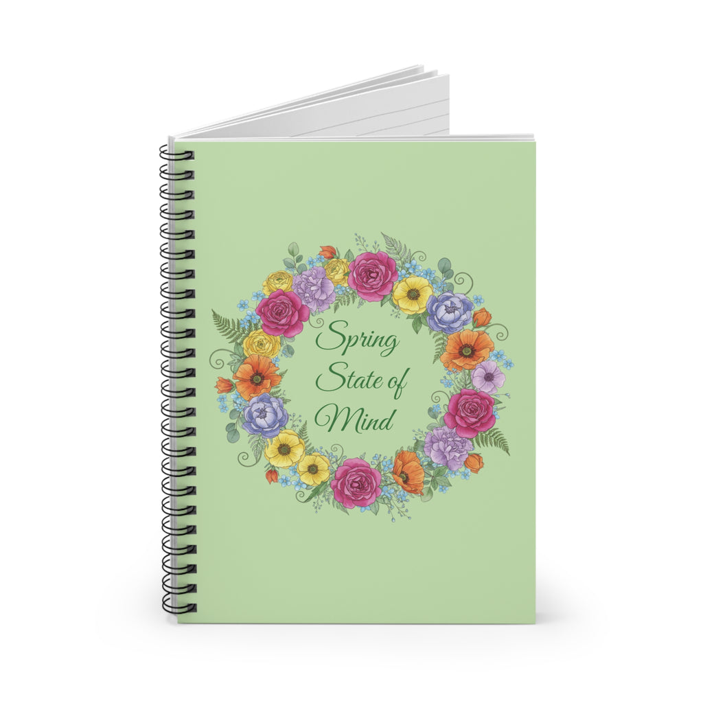 Spring State of Mind Floral Spiral Notebook - Green Cover