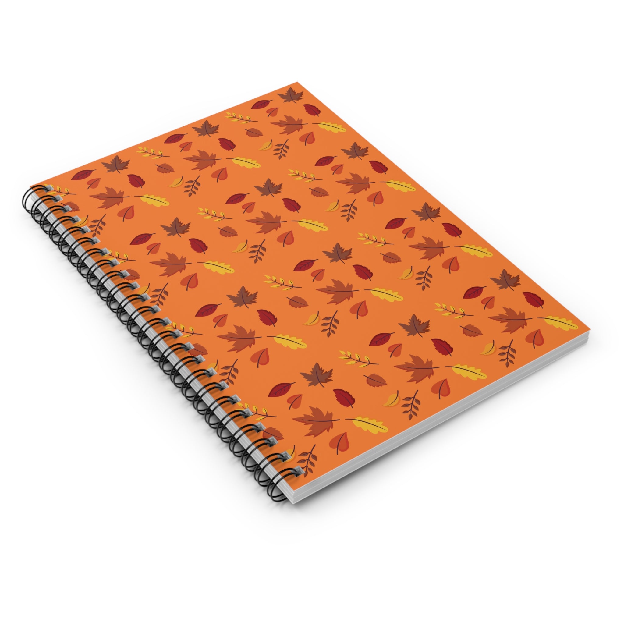 Autumn Leaves Spiral Notebook - Ruled Line Orange
