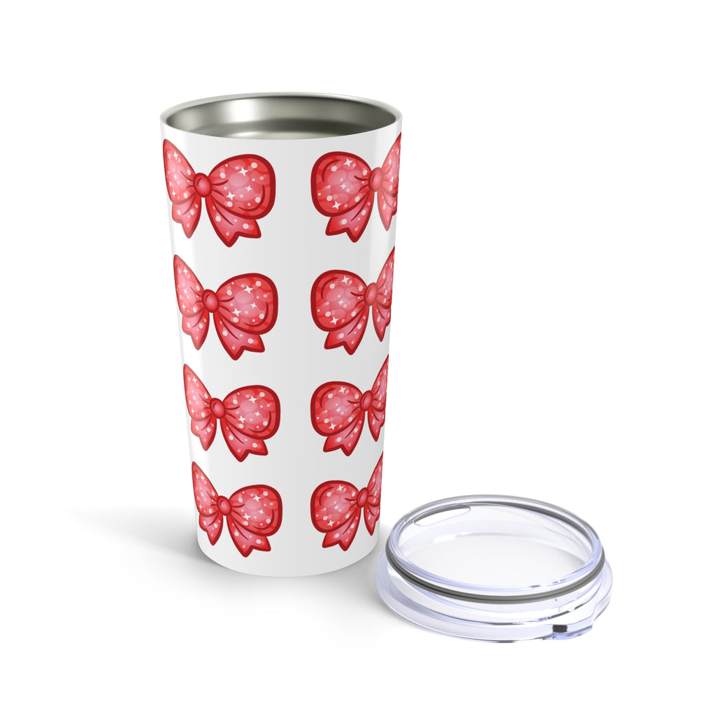 Glittery Red Bow Pattern Tumbler