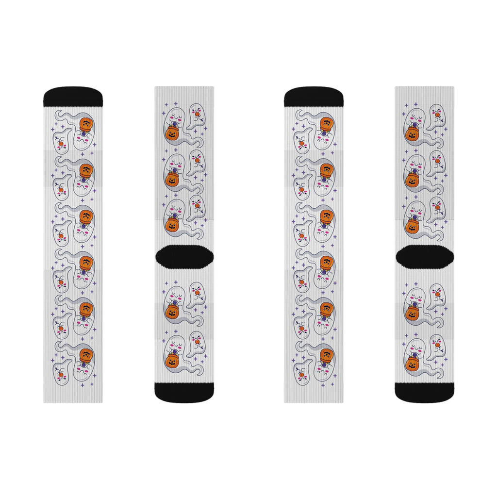 Halloween Ghosts Holding Treats Sublimation Socks