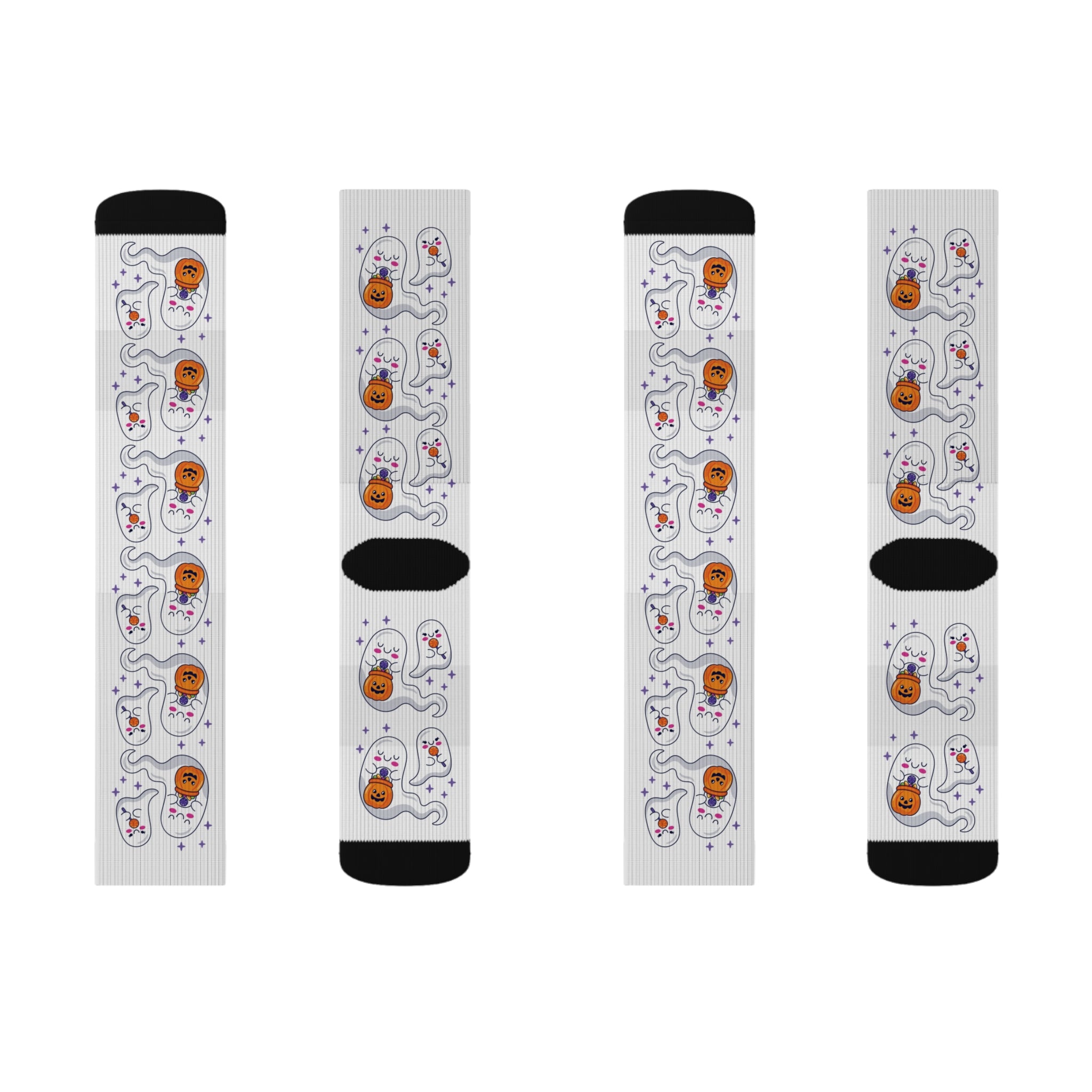 Halloween Ghosts Holding Treats Sublimation Socks