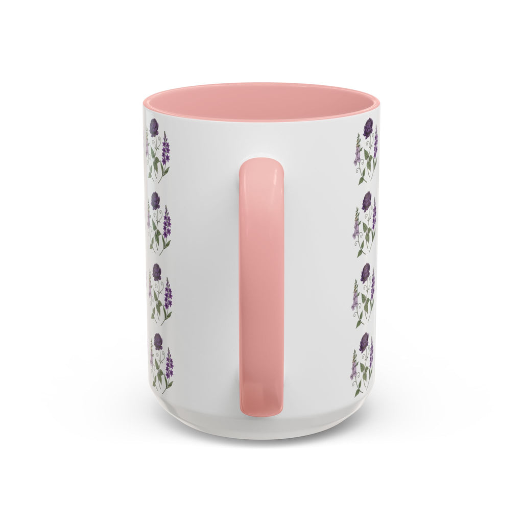 Purple Flowers Coffee Mug — Vintage Floral Cup — 11/15oz