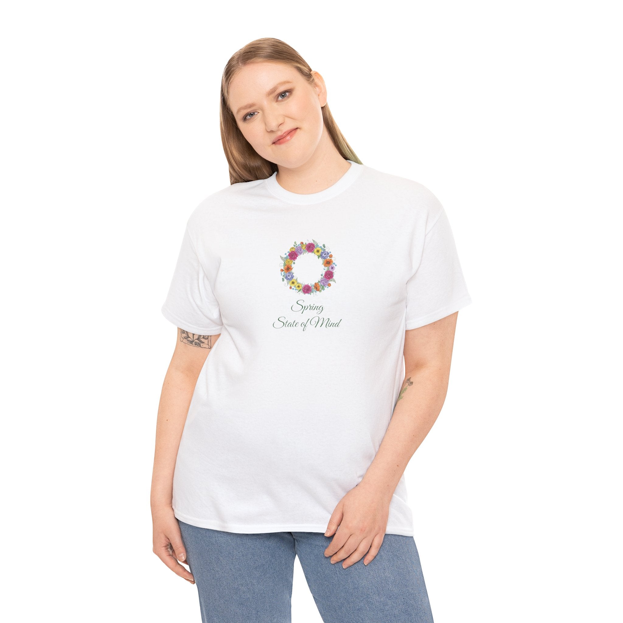 ''Spring State of Mind'' T-Shirt - Floral Wreath Spring Tee
