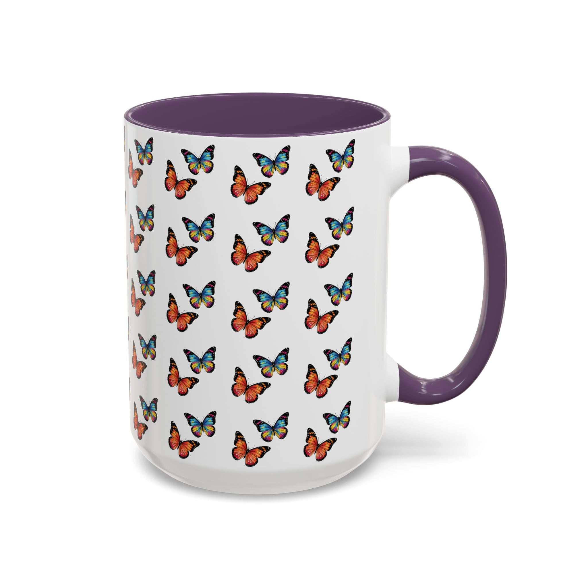 Butterfly Pattern Coffee Mug — Colorful Sunset Butterflies, 11/15oz