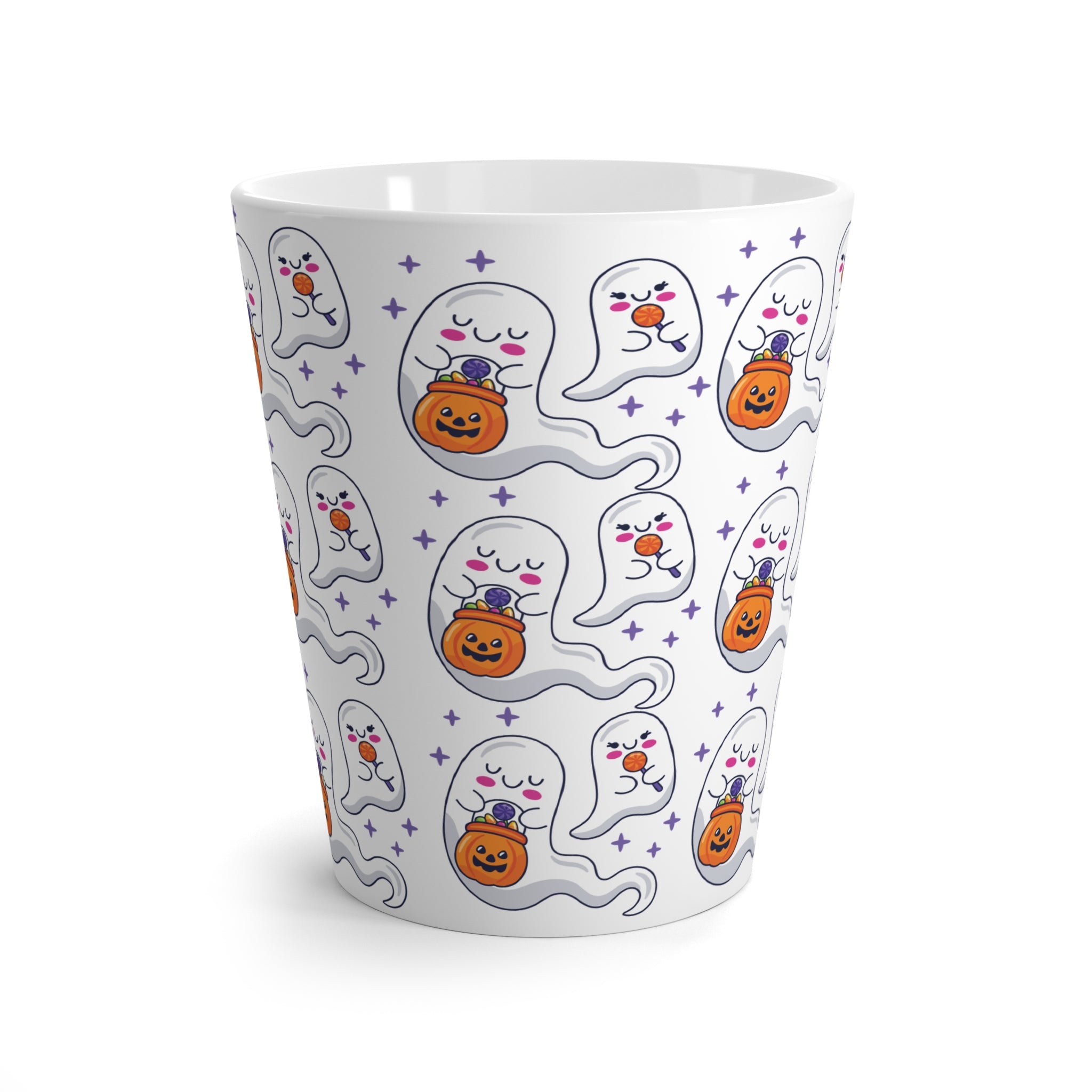 Halloween Ghosts Holding Treats Latte Mug