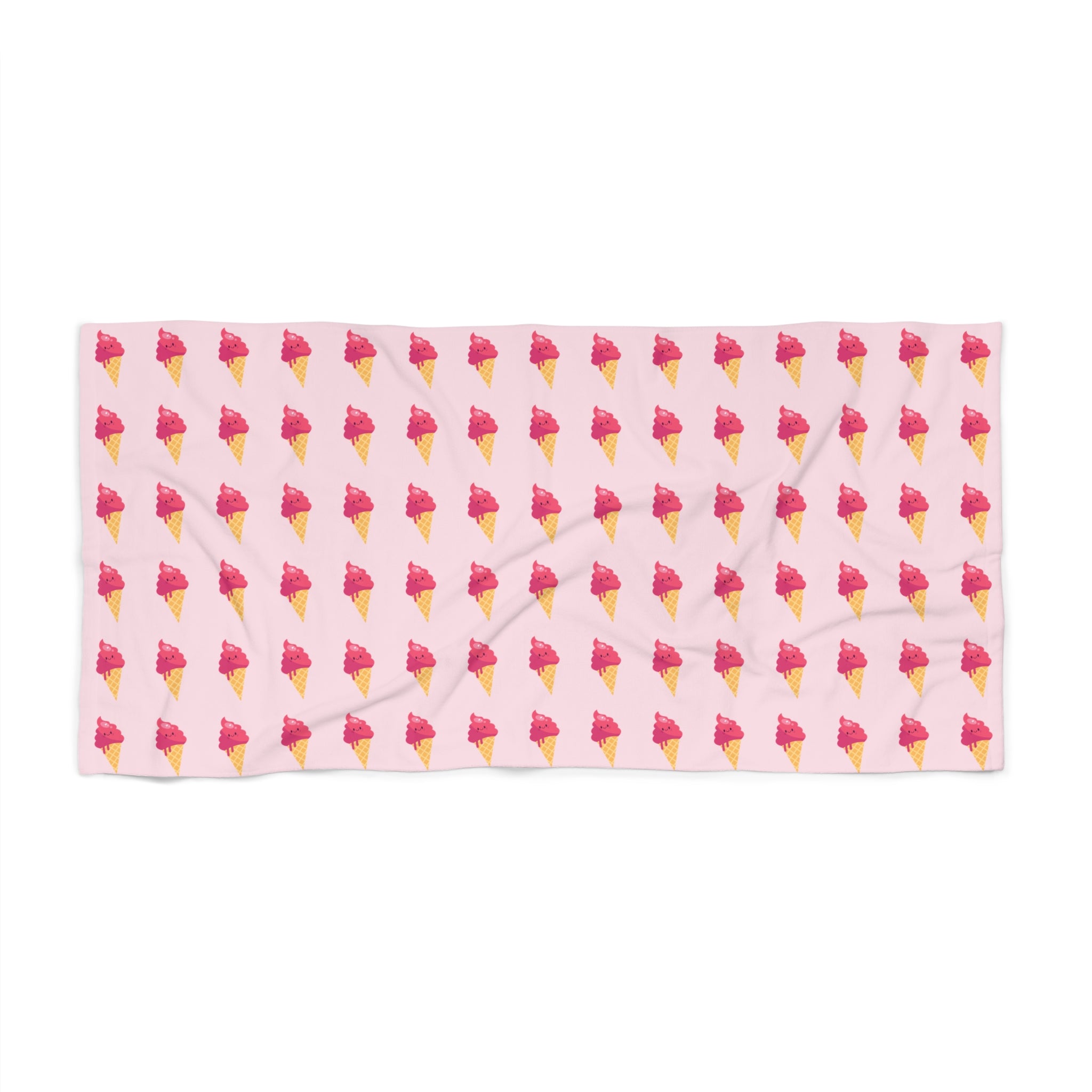 Pink Ice Cream Beach Towel —  Summer Scoop Print - Lilac Background