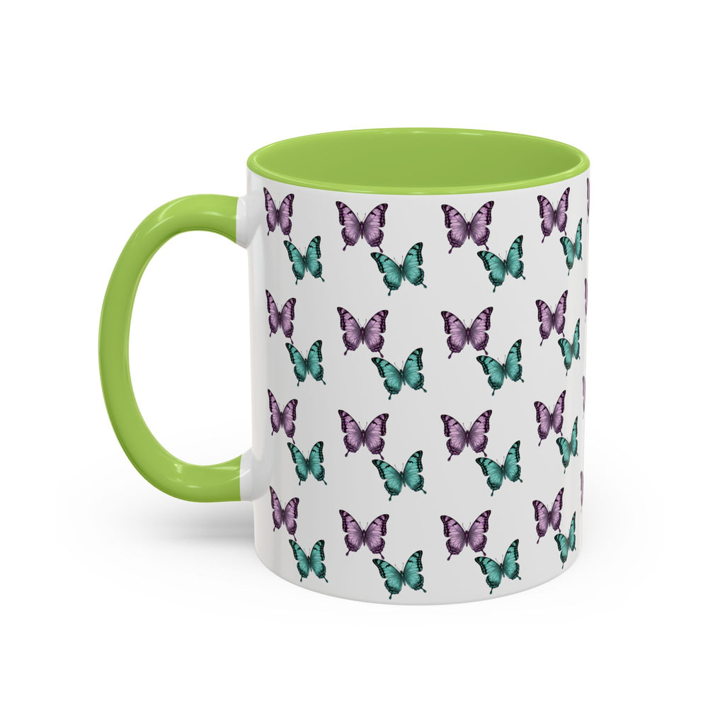Butterfly Pattern Coffee Mug —  Purple & Turquoise Spring Ceramic Mug (11/15oz)