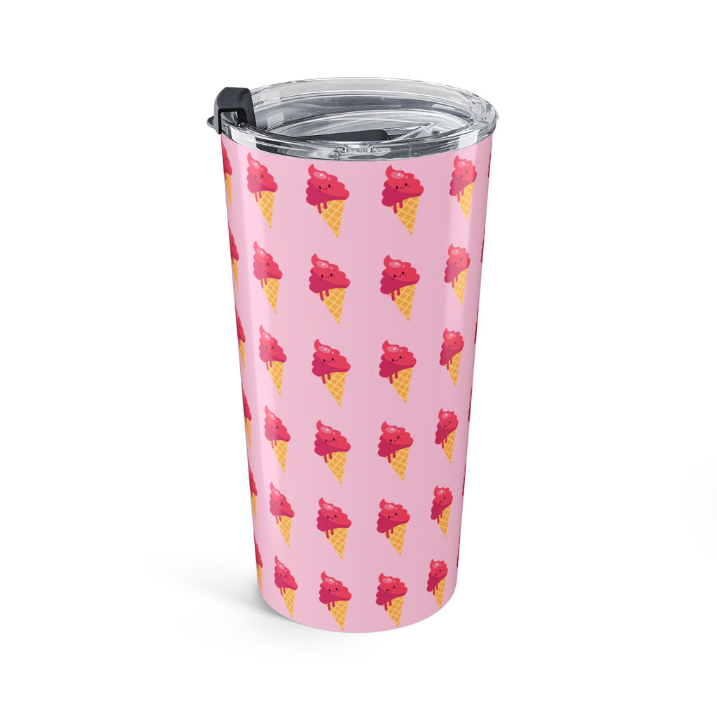 Pink Ice Cream Cone Tumbler – Pink Summer Scoop Pattern Stainless Travel Cup - Pink Background
