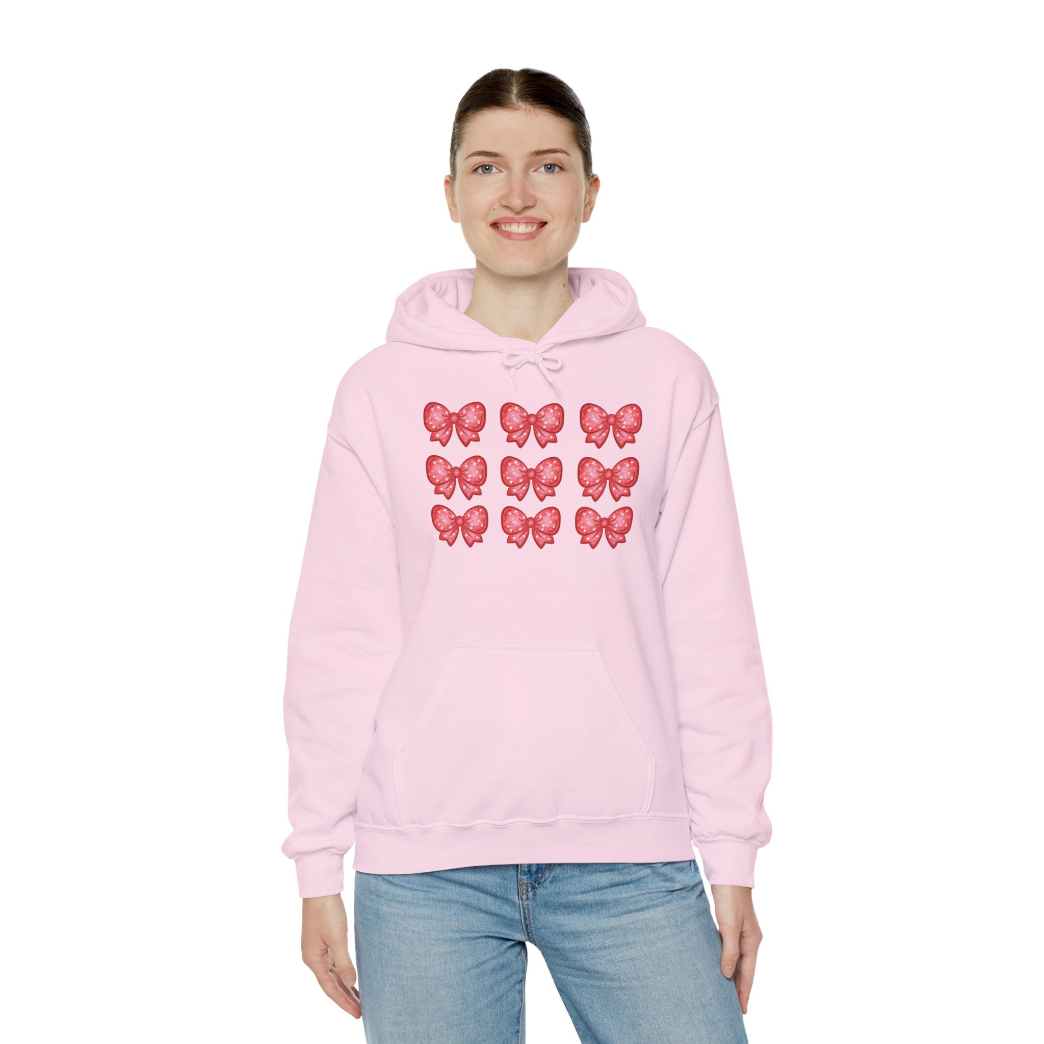 Glittery Red Bow Pattern Hoodie