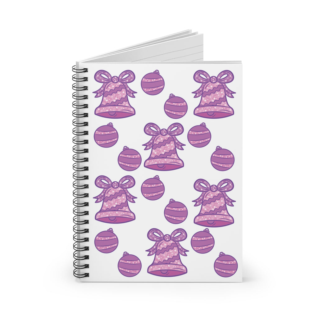 Glittery Purple-Pink Holiday Pattern Spiral Notebook — Ruled Line