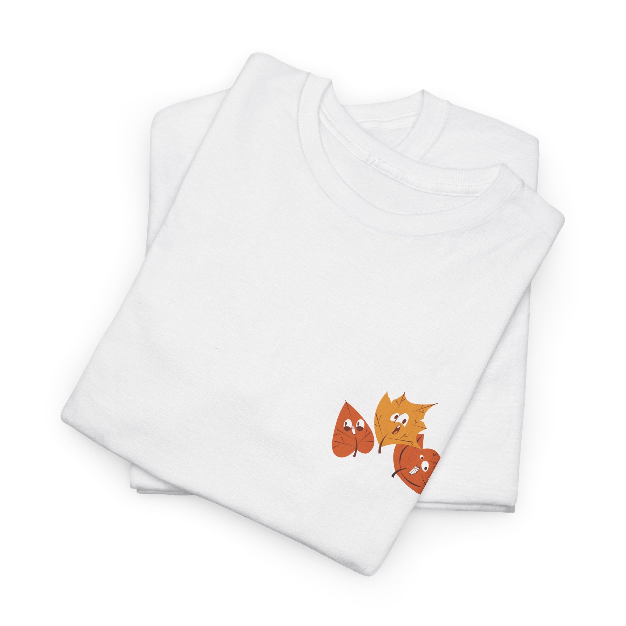 Smiley Autumn Leaves Unisex Heavy Cotton Tee