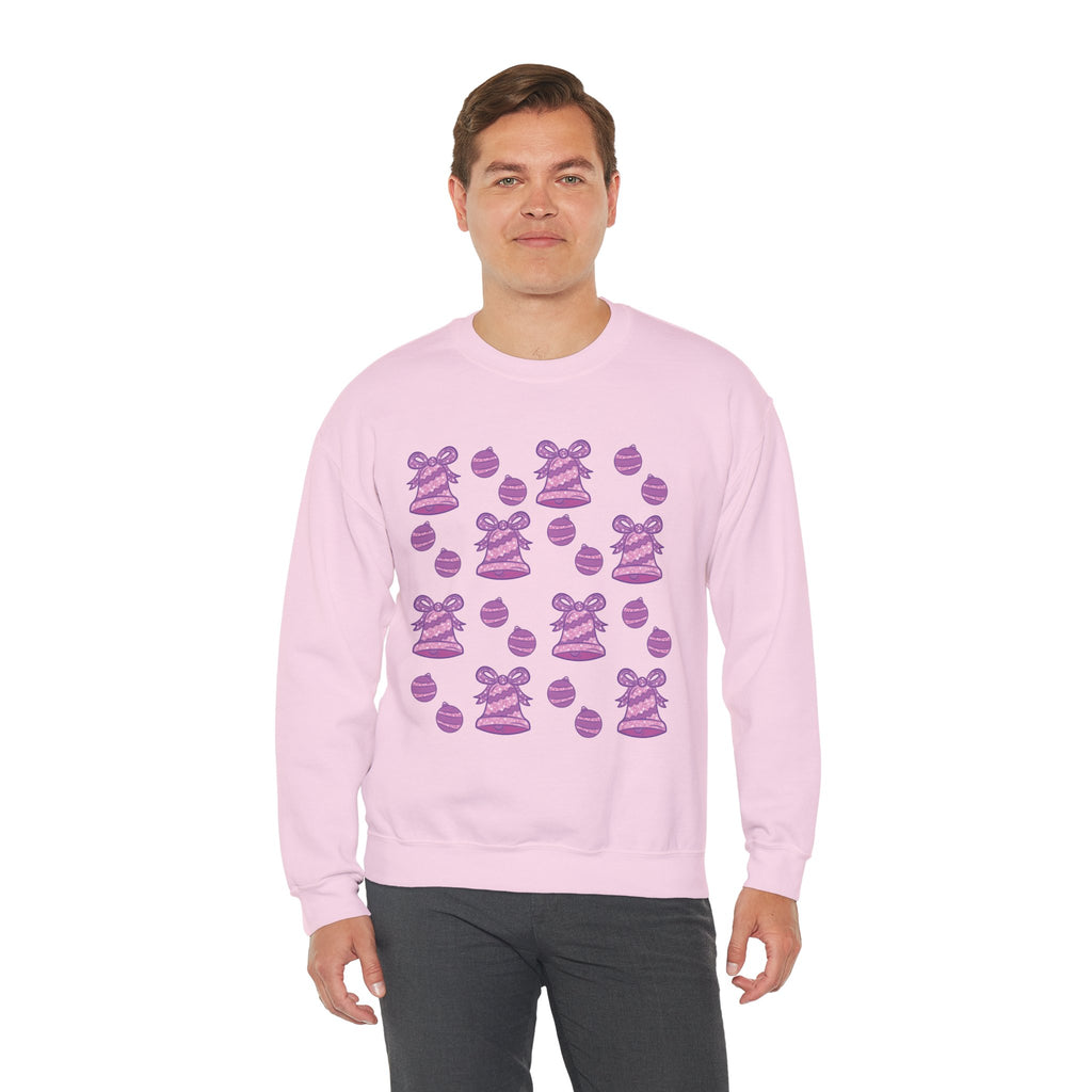 Glittery Purple-Pink Holiday Pattern Crewneck Sweatshirt